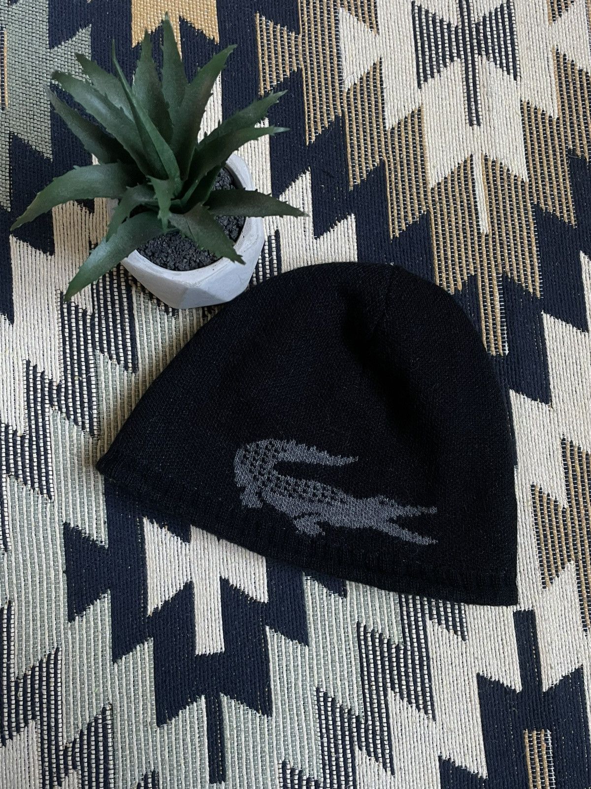 Lacoste × Vintage Vintage Lacoste Big Logo Y2K Beanie Hat Size ONE SIZE - 1 Thumbnail