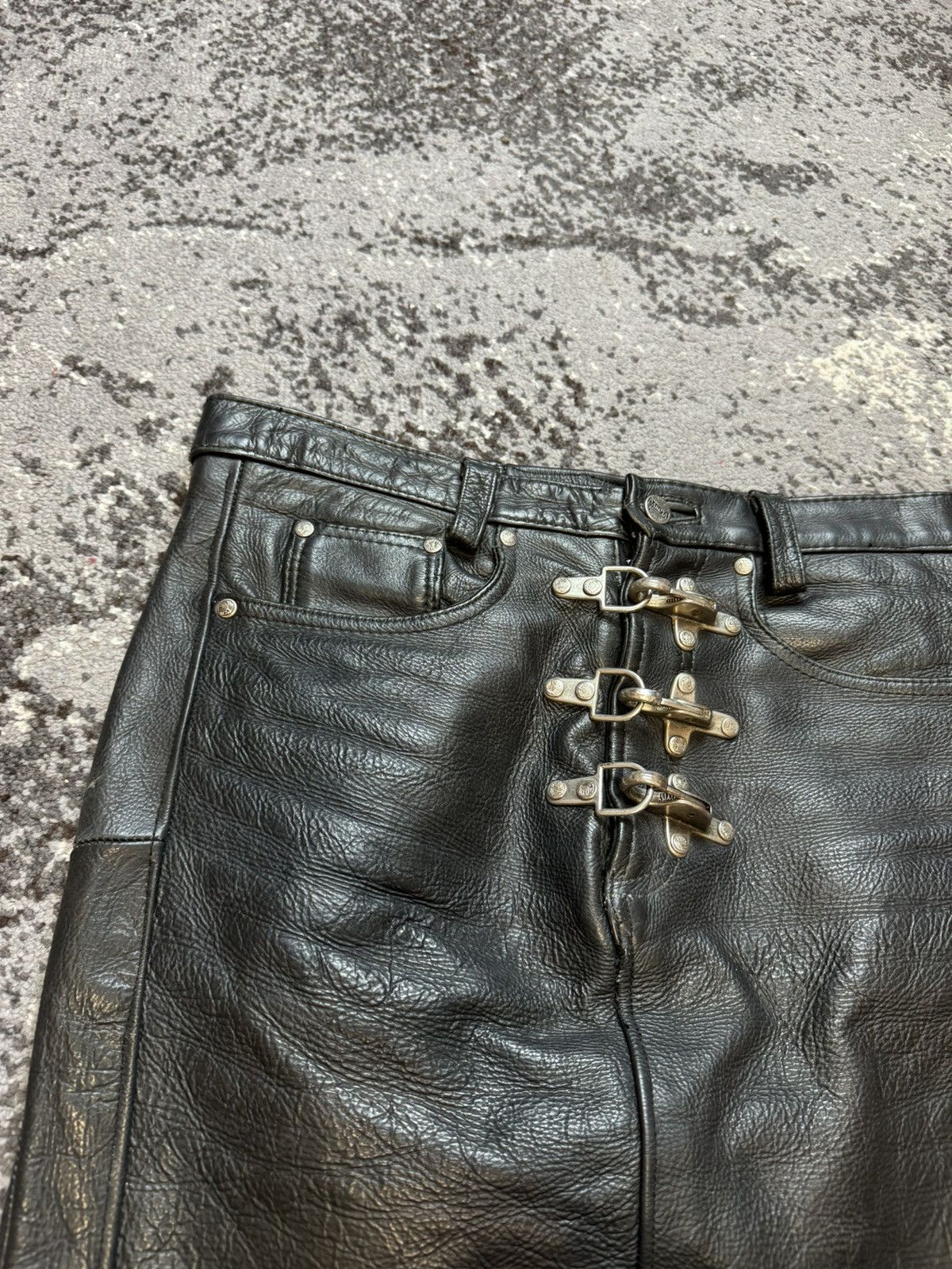 If Six Was Nine × Vintage Vintage Y2K BDSM leather Dakota Opium Motorcycle Skirt Cust Size US 33 - 3 Thumbnail