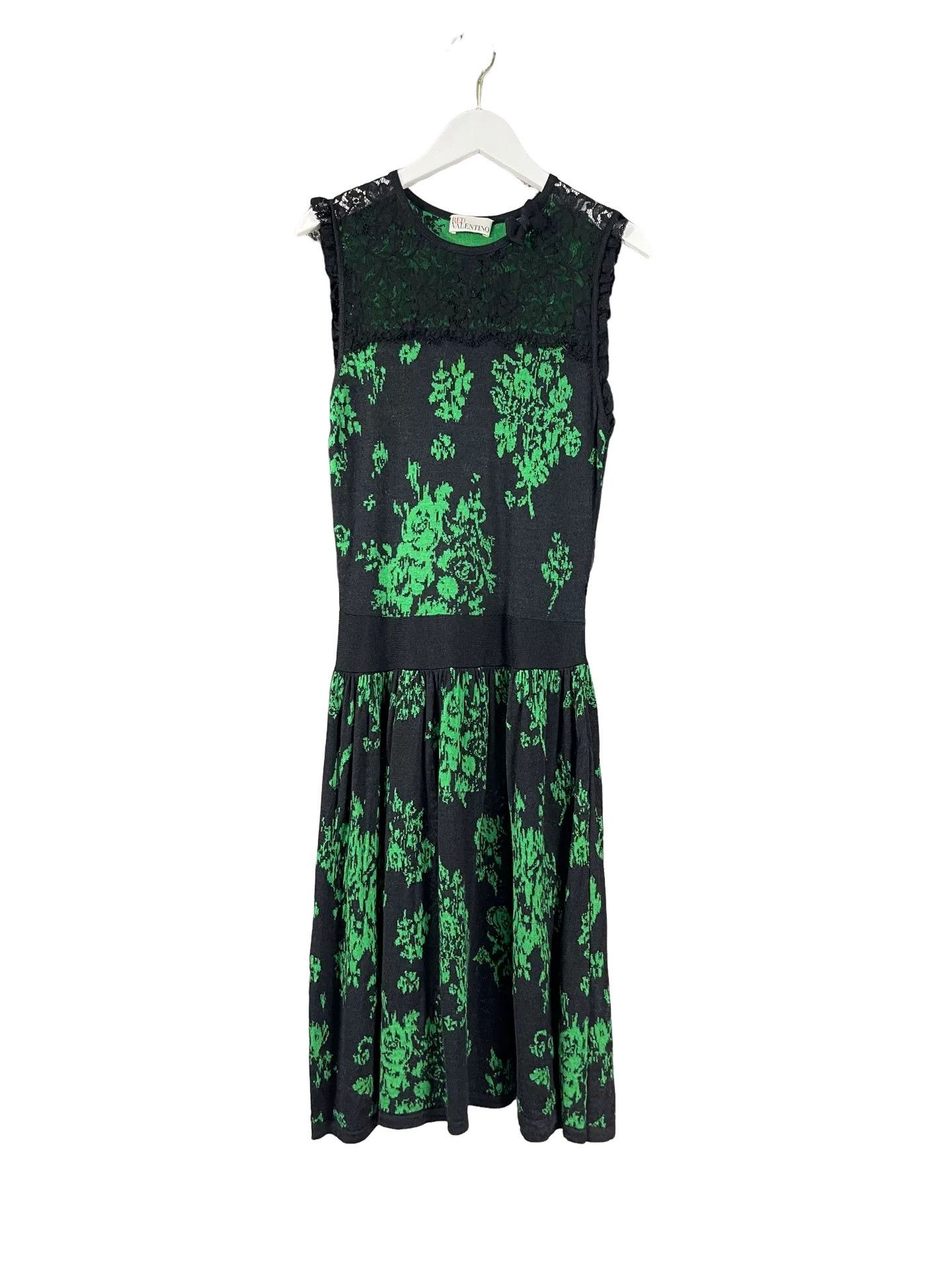 RED Valentino Red Valentino Green Floral Lace Midi Dress Size S Size S / US 4 / IT 40 - 1 Thumbnail