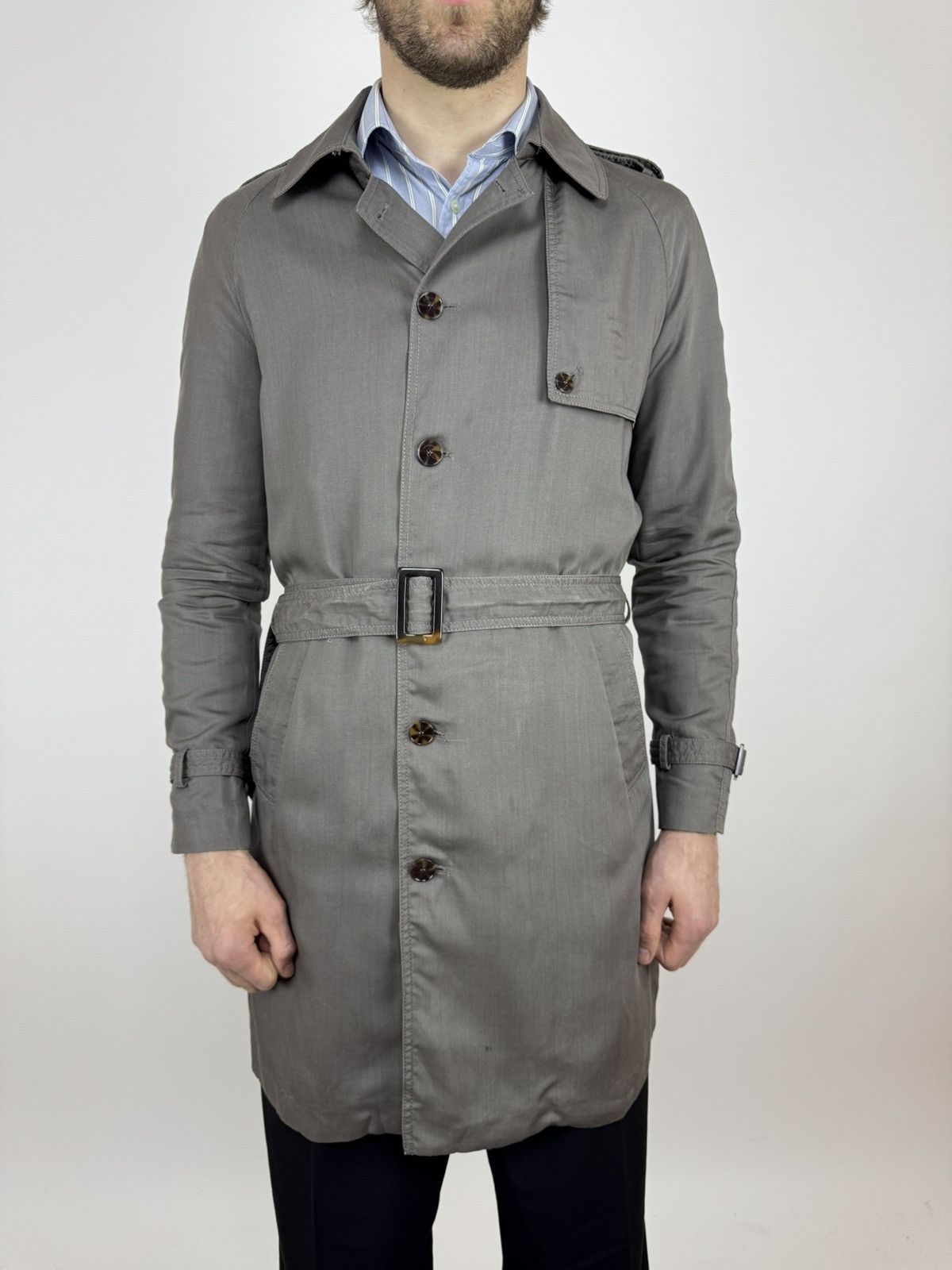 Zara ZARA LYOCELL Trench Unlined Belted Coat Mens Preppy Style Size US M / EU 48-50 / 2 - 2 Thumbnail