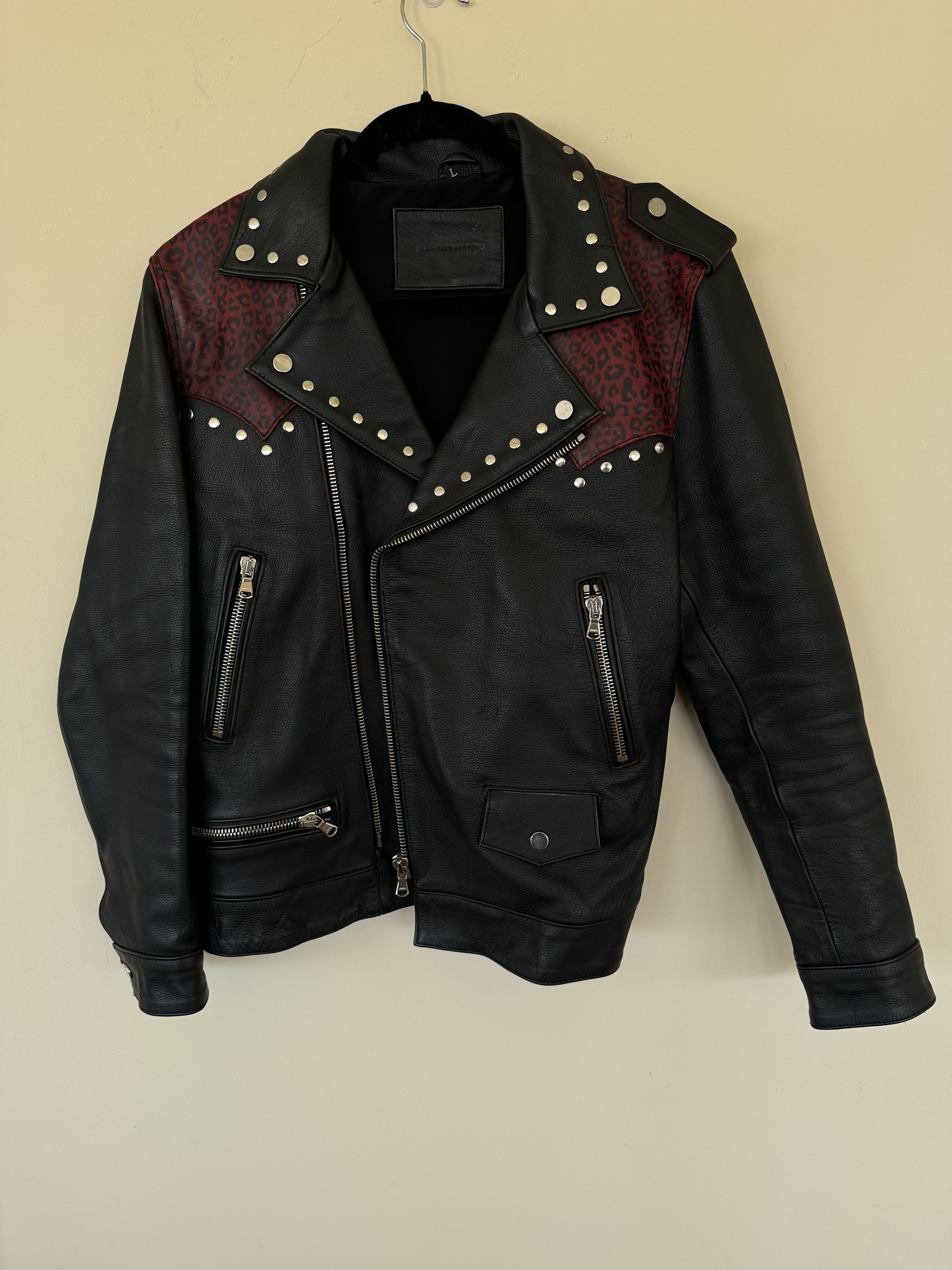 image of Alexander Digenova Cheetah Leather Jacket in Black, Men's (Size Large)