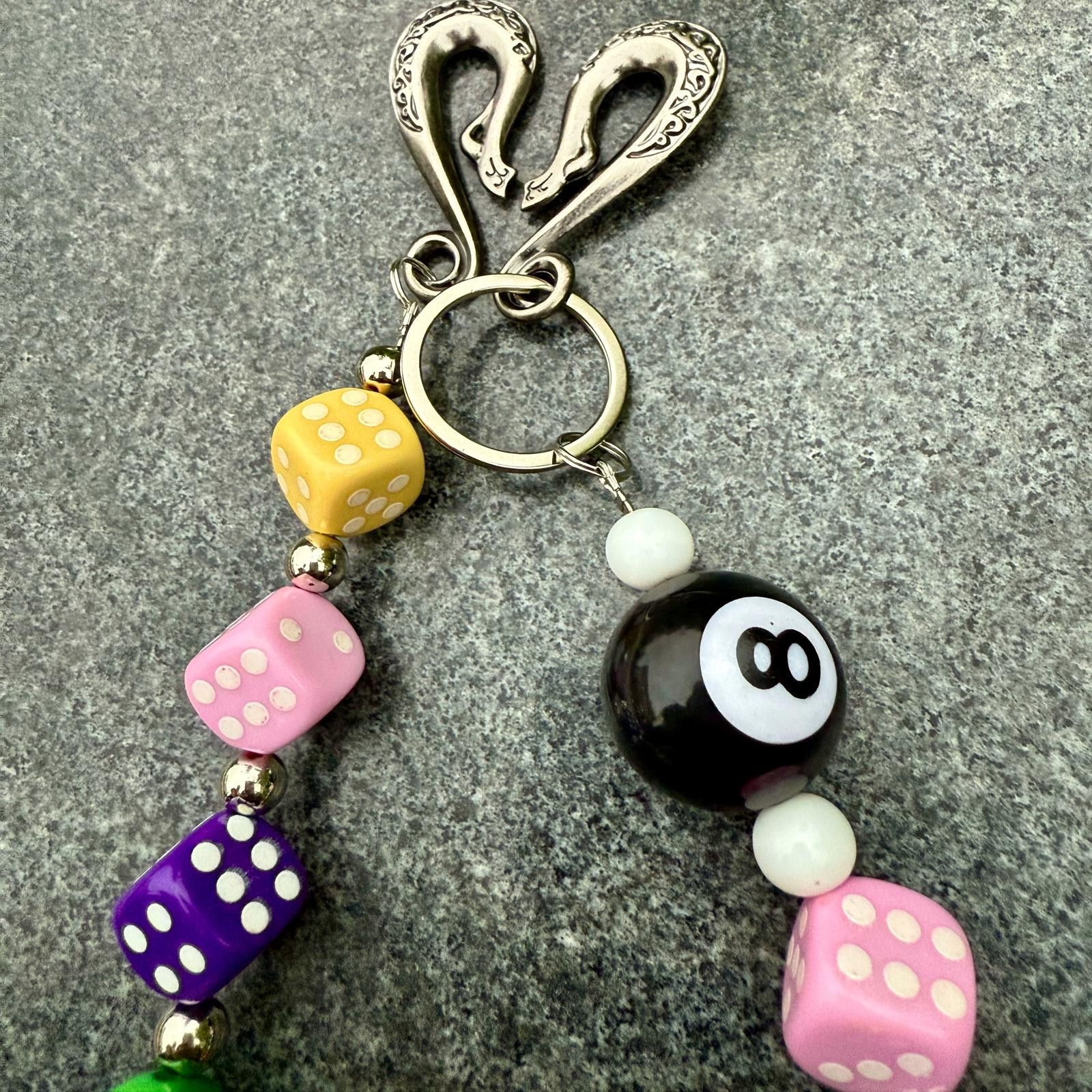 Jewelry Colorful Dice Chain Keyring Clip, Funky Accessory Size ONE SIZE - 4 Thumbnail