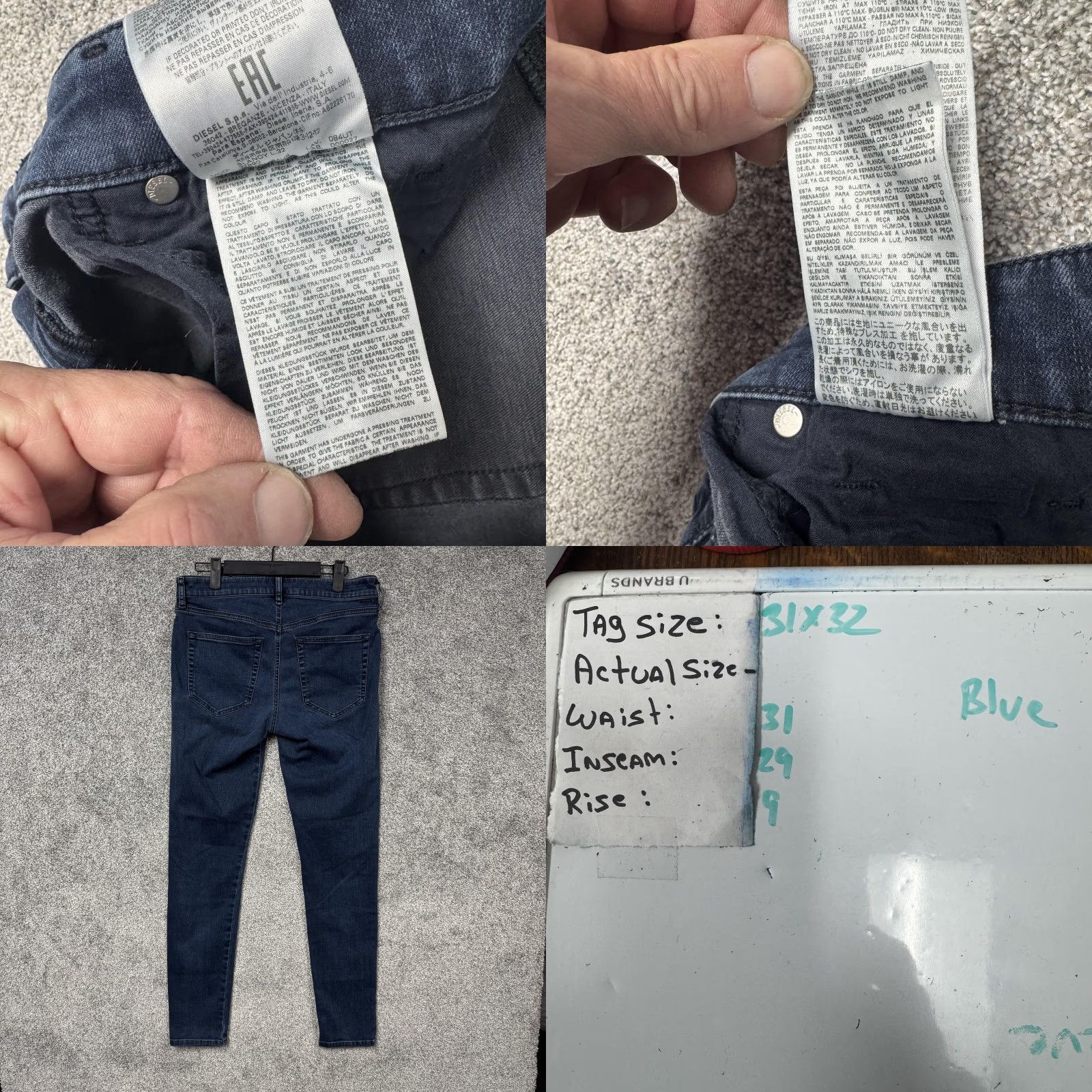 Diesel Diesel Jeans Womens 31 Blue Mid Rise Slim Skinny Stretch Denim 90% Cotton 6% Elastomultiester 4% Elastane Pocket Zip Fly Womens Jeans Size 24" / US 00 / IT 34 - 9 Thumbnail