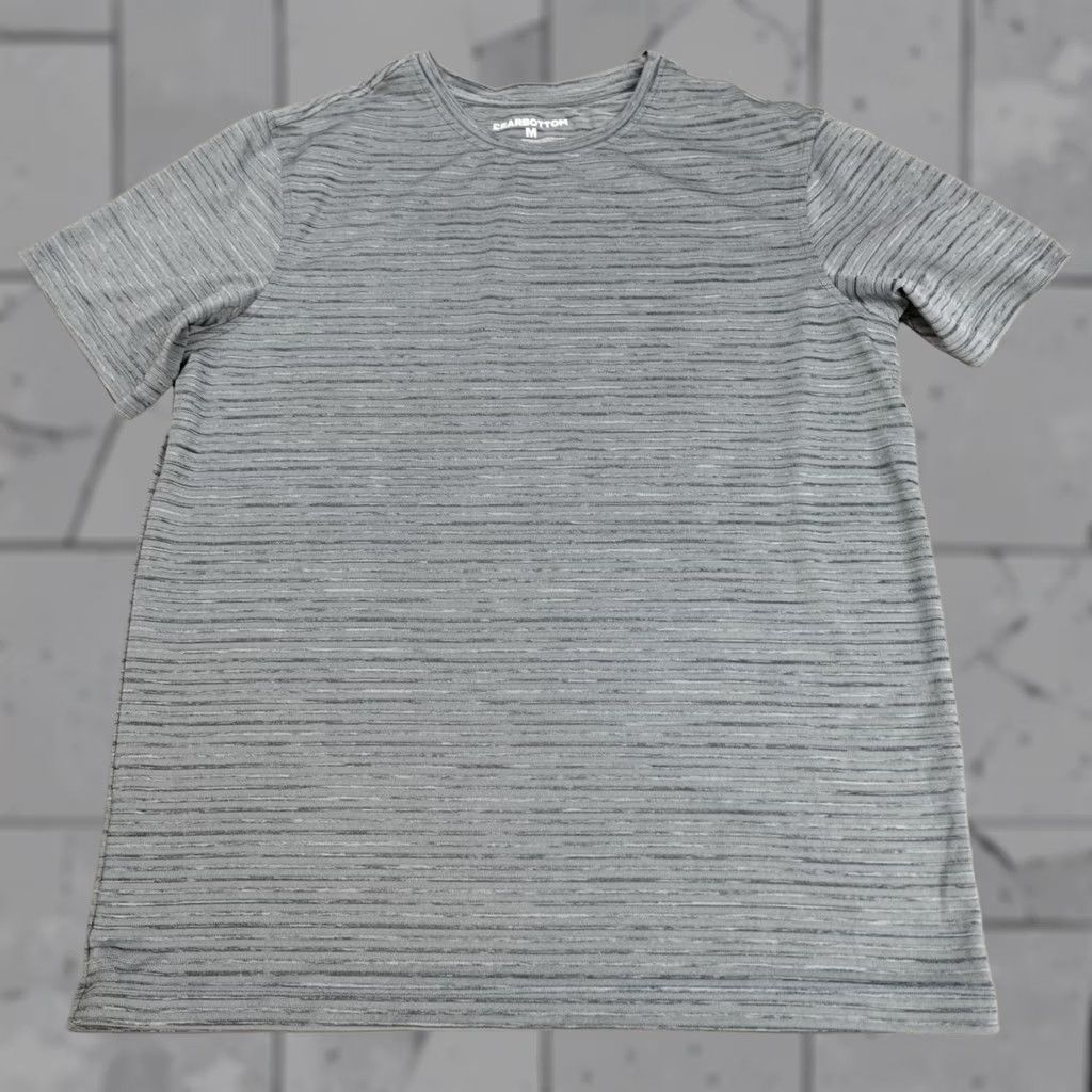 Vintage Bearbottom Mens Shirt Medium Gray Striped Performance T-Shirt Short Sleeve Crew Neck Athletic Fit Logo Size US M / EU 48-50 / 2 - 1 Thumbnail