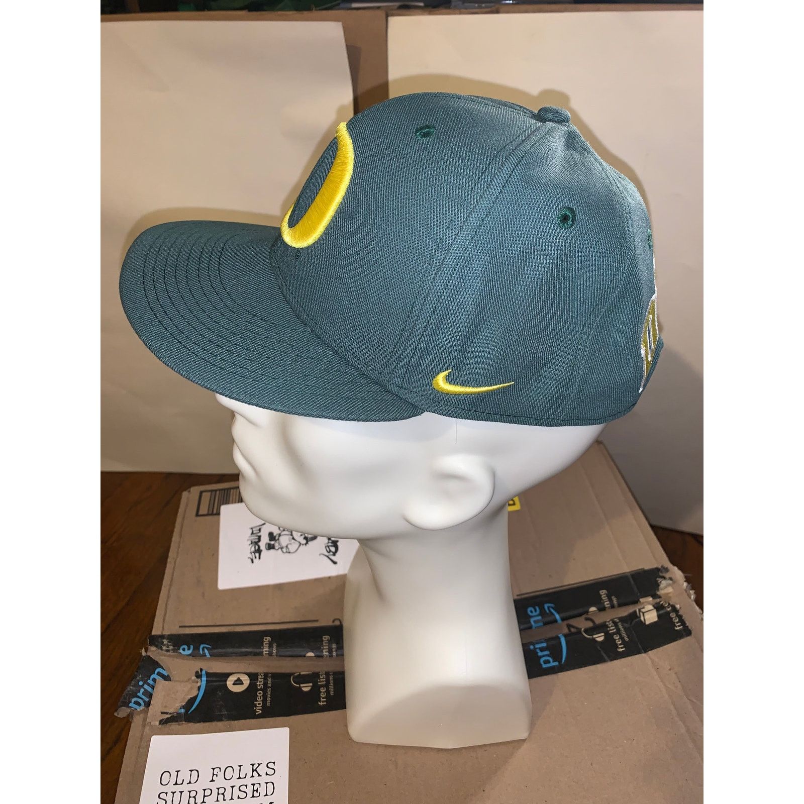 NCAA Oregon Ducks Nike True Hat Green Yellow Big O Snapback Cap Size ONE SIZE - 4 Thumbnail