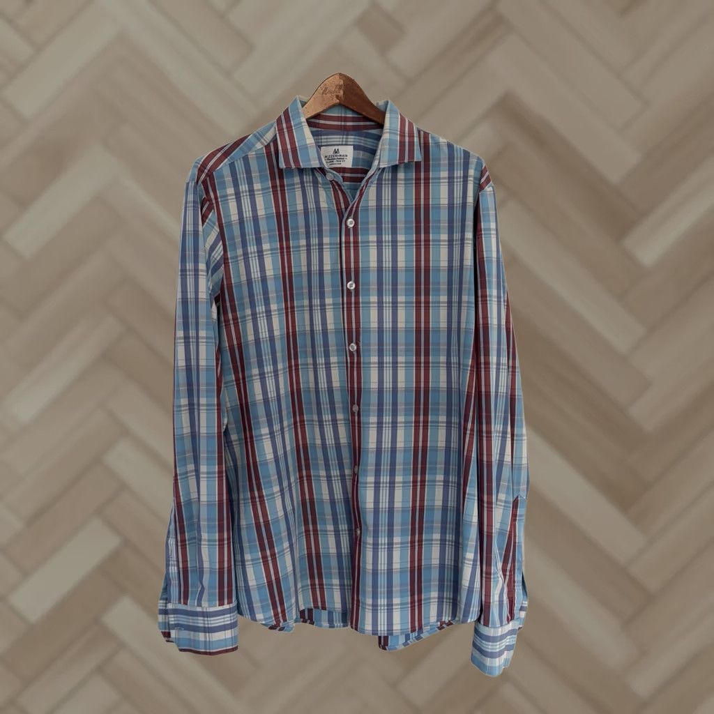 Mizzen+Main Mizzen+Main Shirt Mens Dress Shirt Long Sleeve XL Blue White Red Check Non-Iron Stretch Button Collared Spread Cuff Traditional/Business Casual Size US XL / EU 56 / 4 - 1 Thumbnail