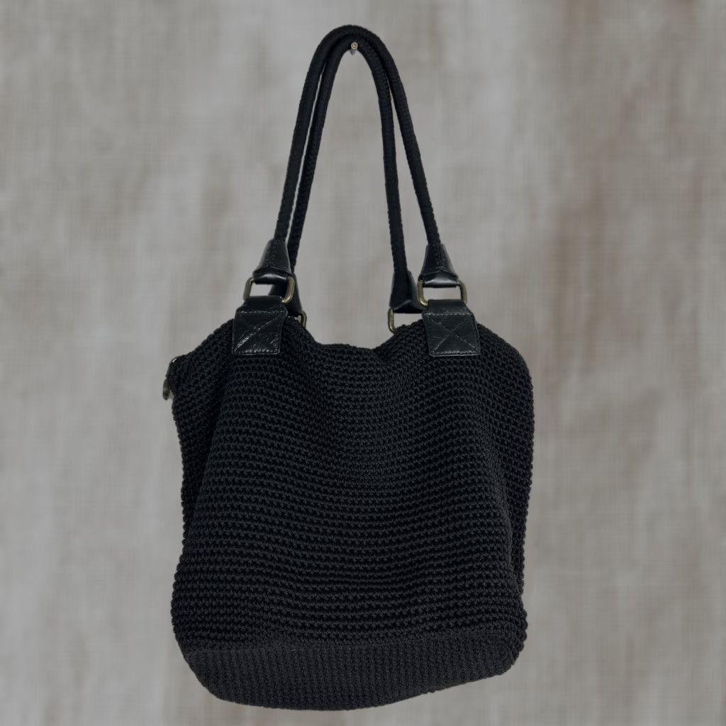 The Sak The Sak Shoulder Bag knit Black 11x6x9 Double Handles Zip Womens Boho Size ONE SIZE - 1 Thumbnail