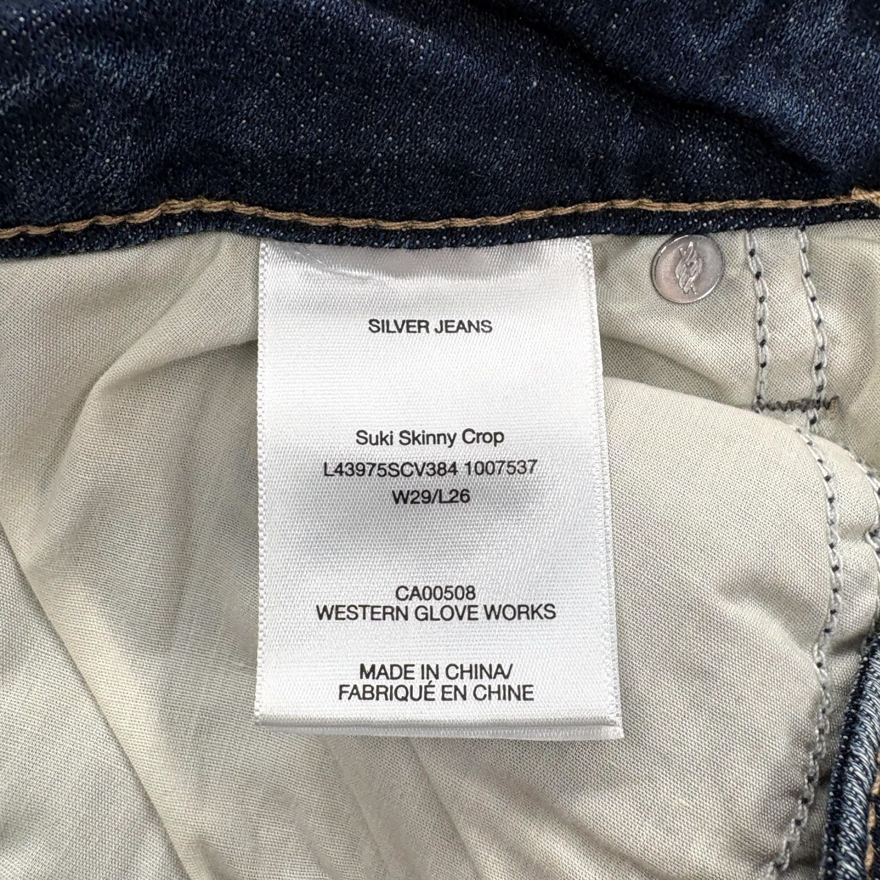 Silver Jeans Co. VINTAGE? No. Silver Jeans Suki Skinny Crop Womens 29x26 Blue Stretch Denim Grunge Western Size 29" - 6 Thumbnail