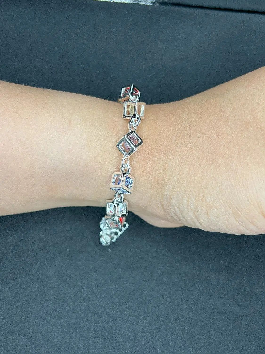 Jewelry Colorful Crystal Beads 925 Silver Chain Bracelet Size ONE SIZE - 4 Thumbnail
