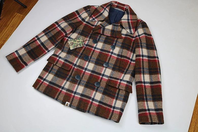 Bape Plaid Double-Breasted Coat Size US S / EU 44-46 / 1 - 1 Thumbnail