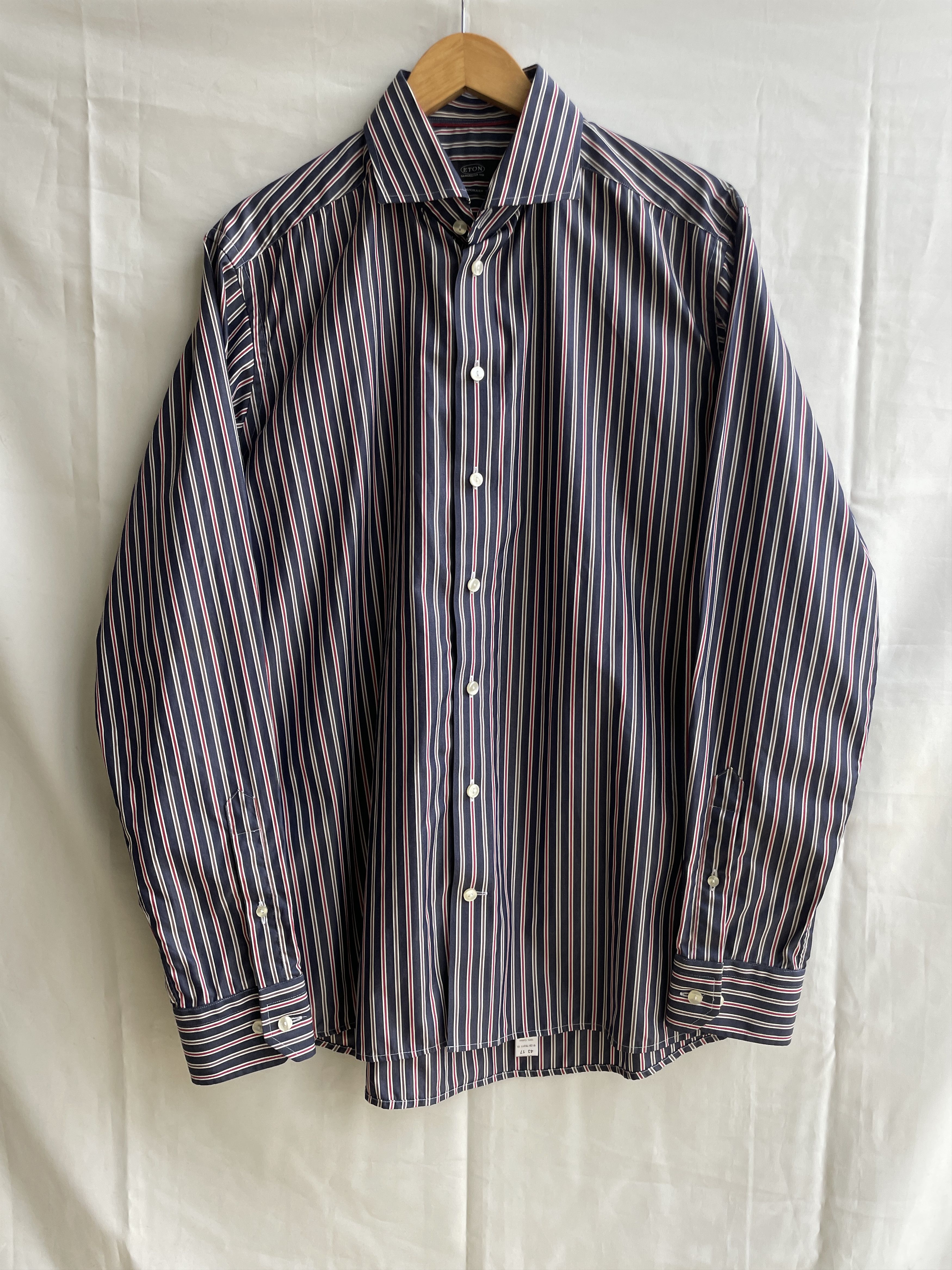 Eton Eton Ganghester Navy Striped Dress Shirt Size 43 Size 46R - 1 Thumbnail