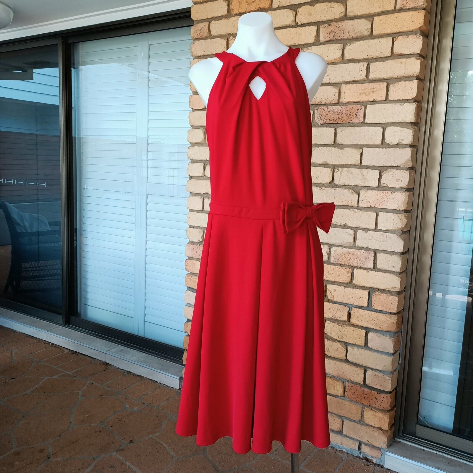 Lindy Bop Womens Fit Flare Pleated Dress Sleeveless Pinup