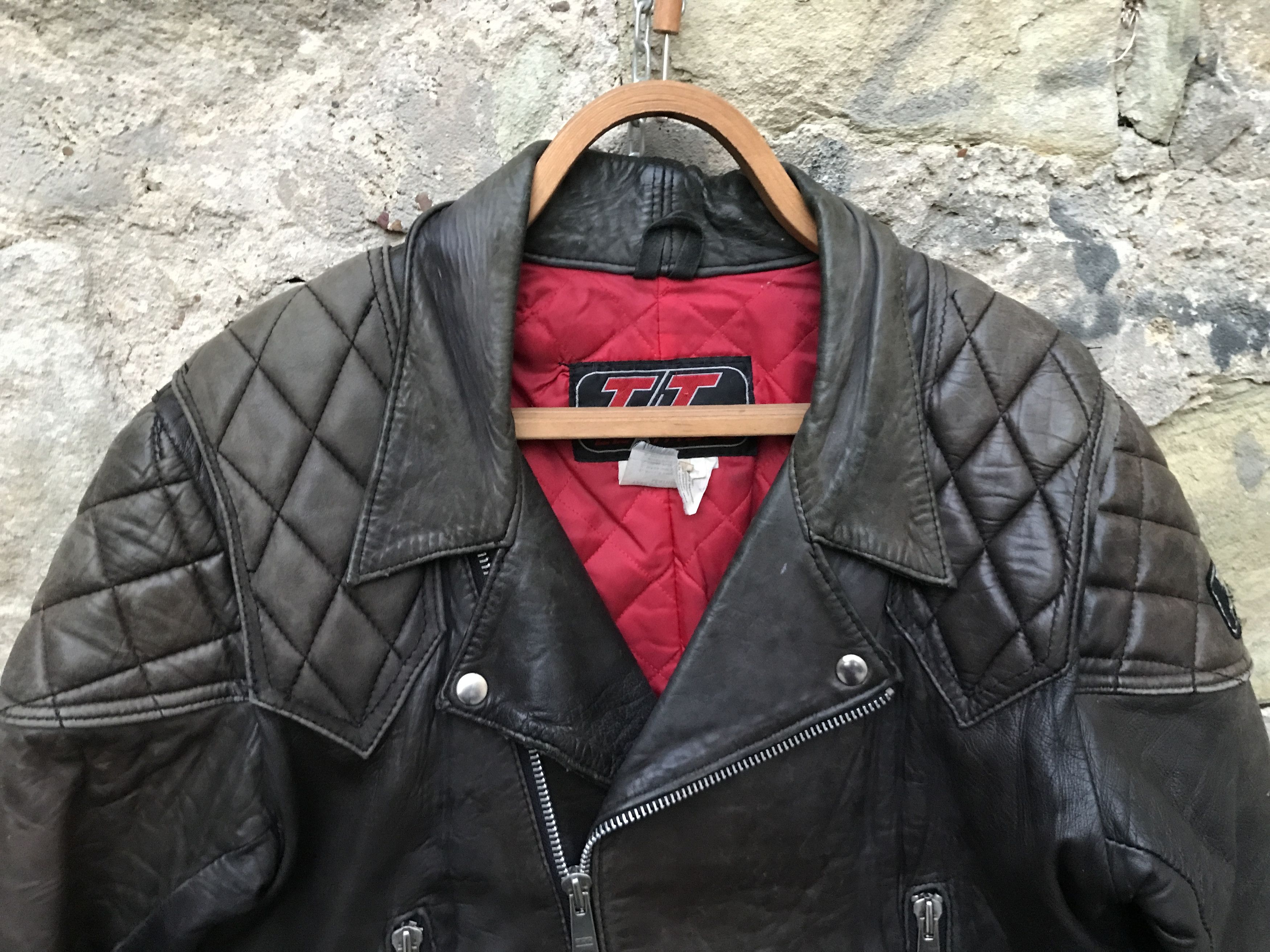 Vintage Rare Vintage 80s TT Leathers Distressed Leather Biker Jacket Size US M / EU 48-50 / 2 - 2 Thumbnail