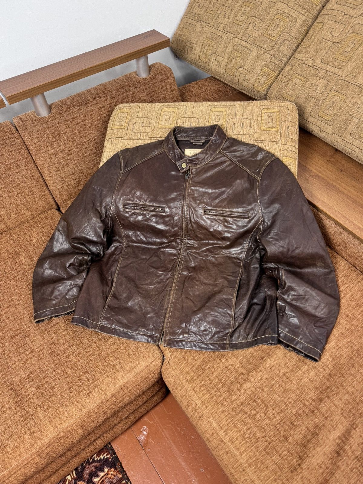 Guess Guess Leather Jacket Classic Style Brown color size XL Size US XL / EU 56 / 4 - 1 Thumbnail