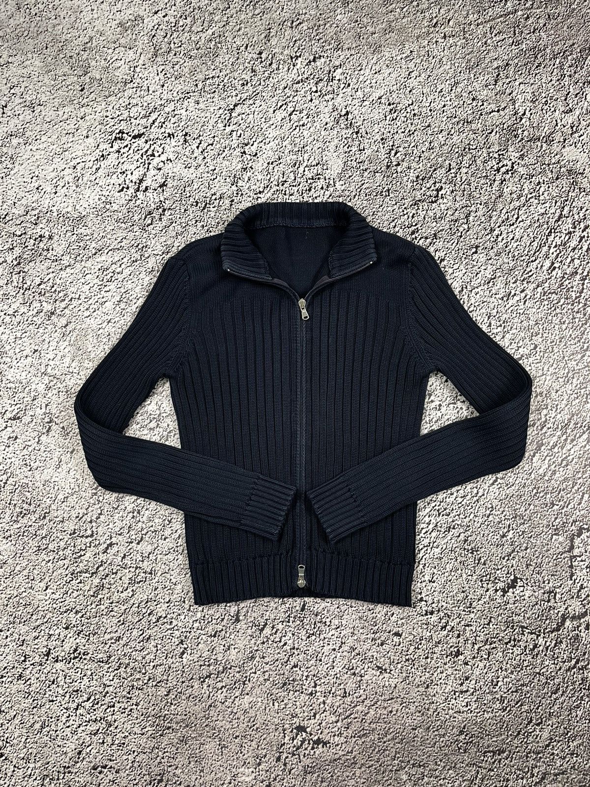 Vintage Vintage Y2K zip up ribbed sweater avantgarde oldmoney S Size S / US 4 / IT 40 - 2 Thumbnail