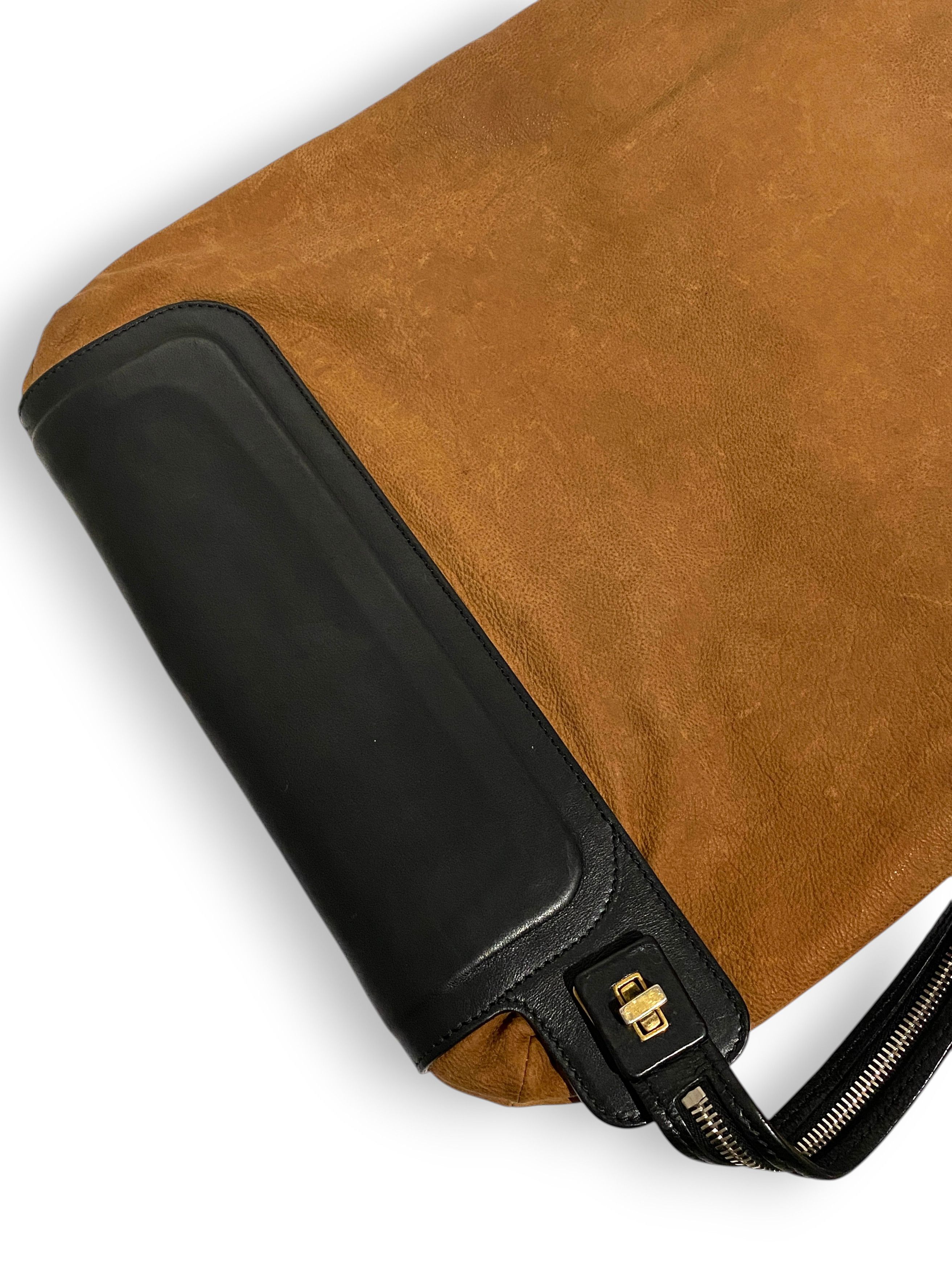 Celine Celine Cabas Logo Brown Leather Shoulder Handbag Bag Y2K Size ONE SIZE - 11 Thumbnail
