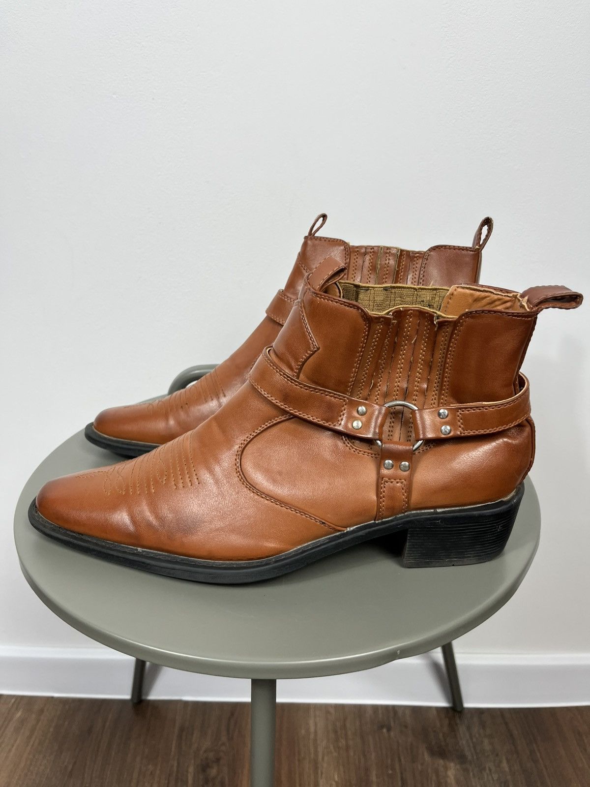 Leather Western Cowboy Leather Ankle Boots Men’s US 11 Size US 11 / EU 44 - 6 Thumbnail