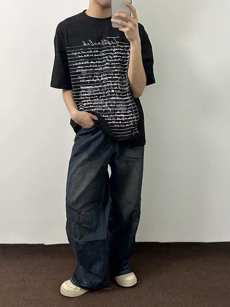 Street Wash Tie-Dye Deconstructed Vintage Jeans