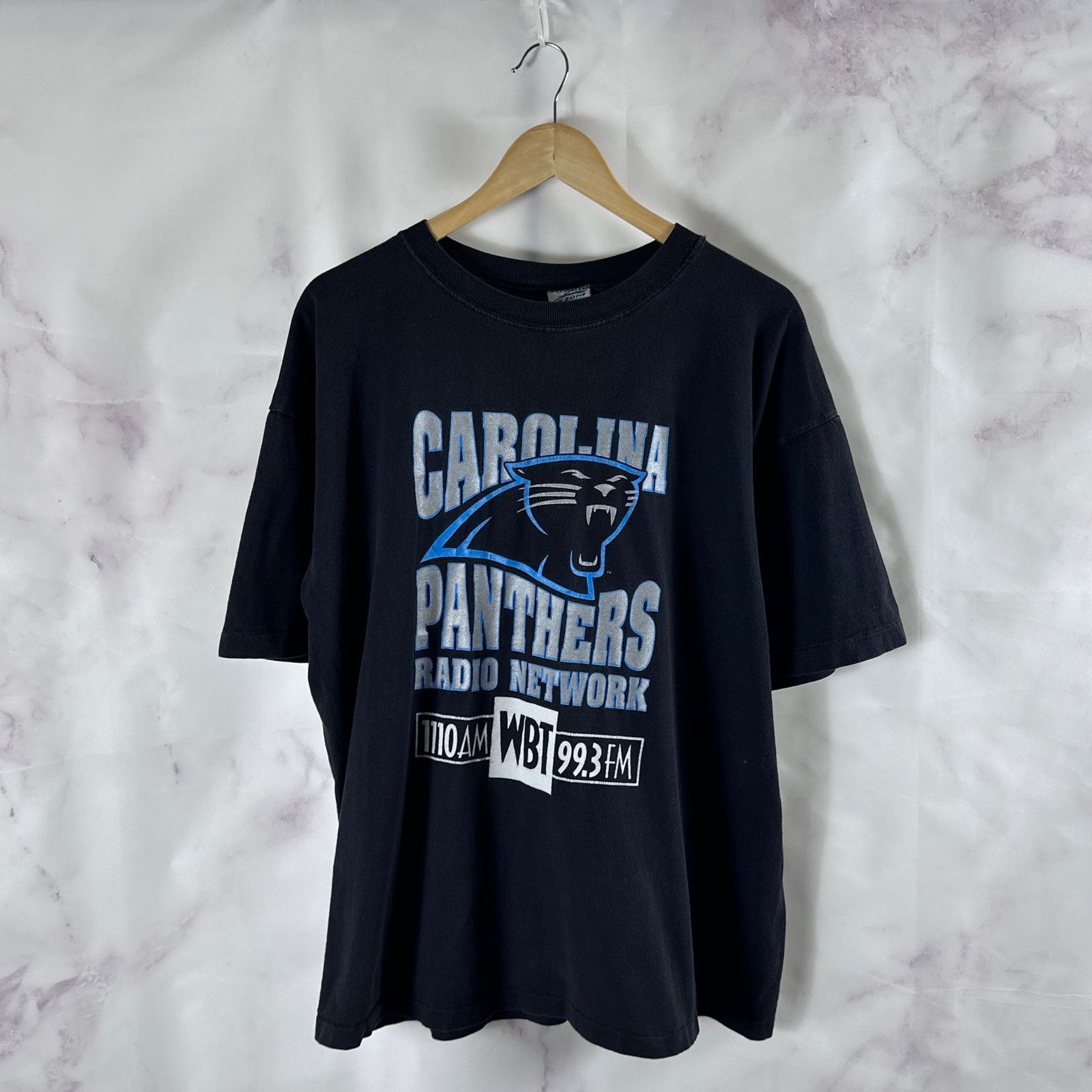 NFL Vintage 90s Carolina Panthers Radio Network Tee Size US XL / EU 56 / 4 - 1 Thumbnail