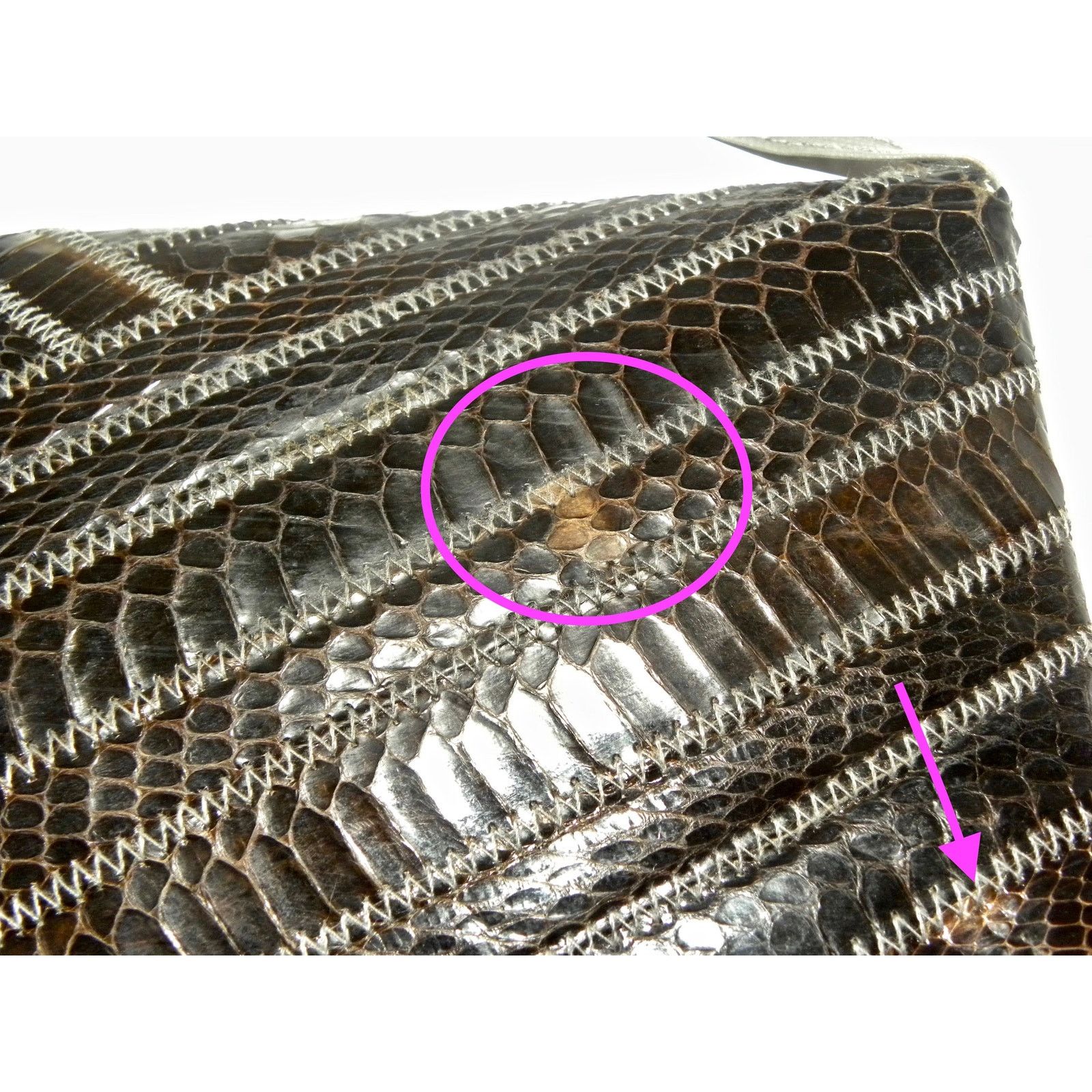 Vintage 70s 80s Gray Snakeskin Envelope Shoulder Bag w Leather Strap Size ONE SIZE - 9 Thumbnail