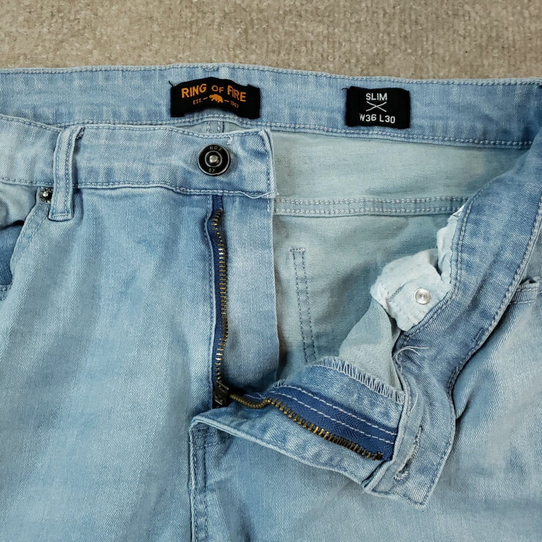 Ring Of Fire Ring of Fire Jeans Mens Size 34x28 Blue Denim Slim Fit Straight Casual Stretch Jeans Size US 34 / EU 50 - 6 Thumbnail