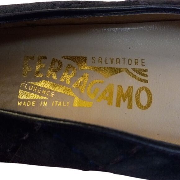 Salvatore Ferragamo Salvatore Ferragamo Size 8 B Black Quilted Square Toe Block Size US 8 / IT 38 - 10 Thumbnail