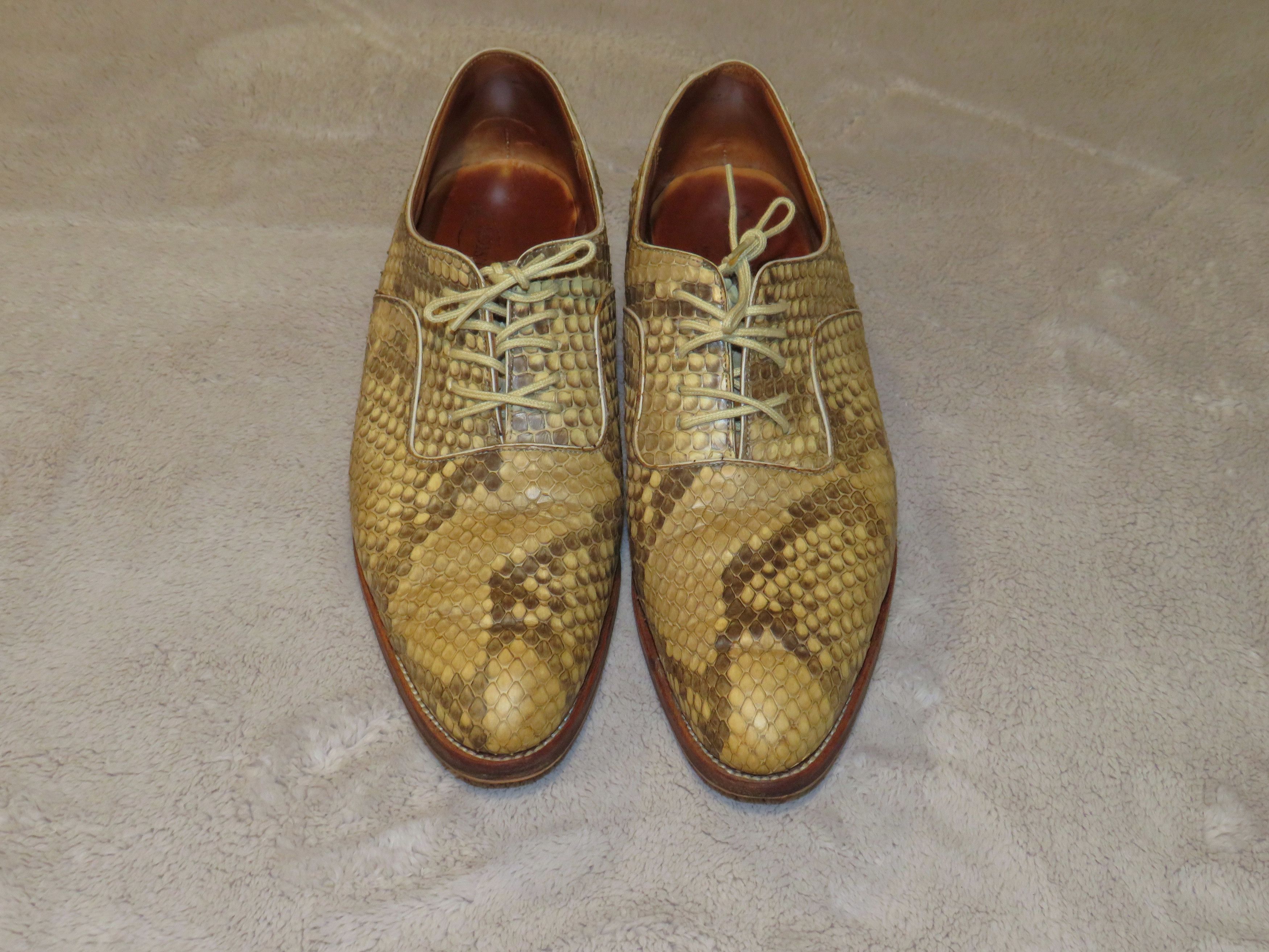 Cream Snakeskin Leather Custom Made Derby 7C