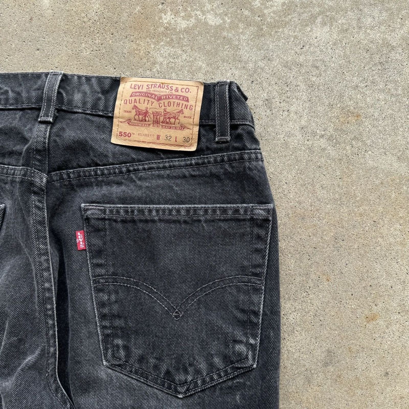 Levi's 90s Levi's 550 Faded Black Jeans USA ERD Grunge Chrome Biker Size US 32 / EU 48 - 8 Thumbnail