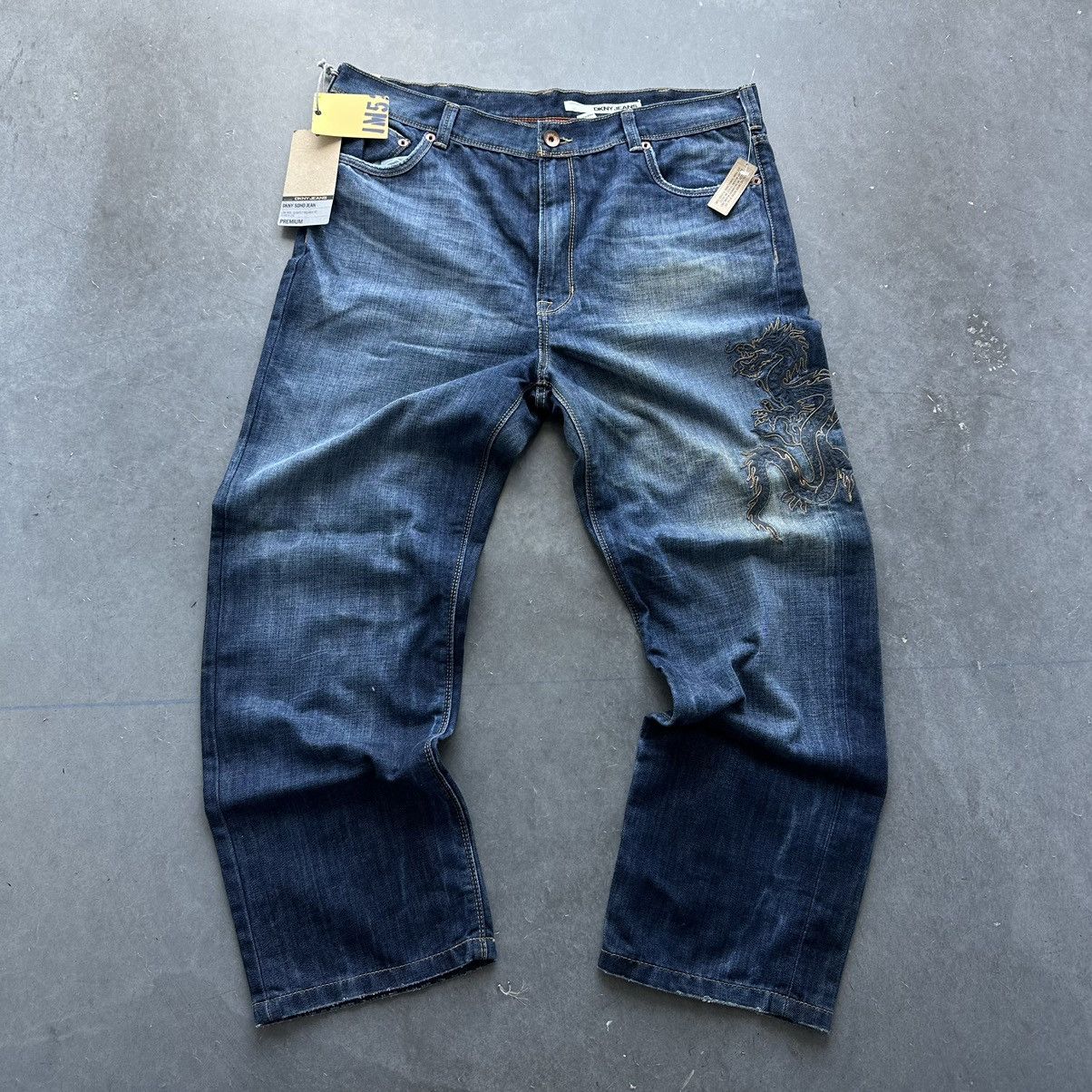 Crazy Vintage Y2K Baggy Jeans JNCO Dragons Wide Leg Skater