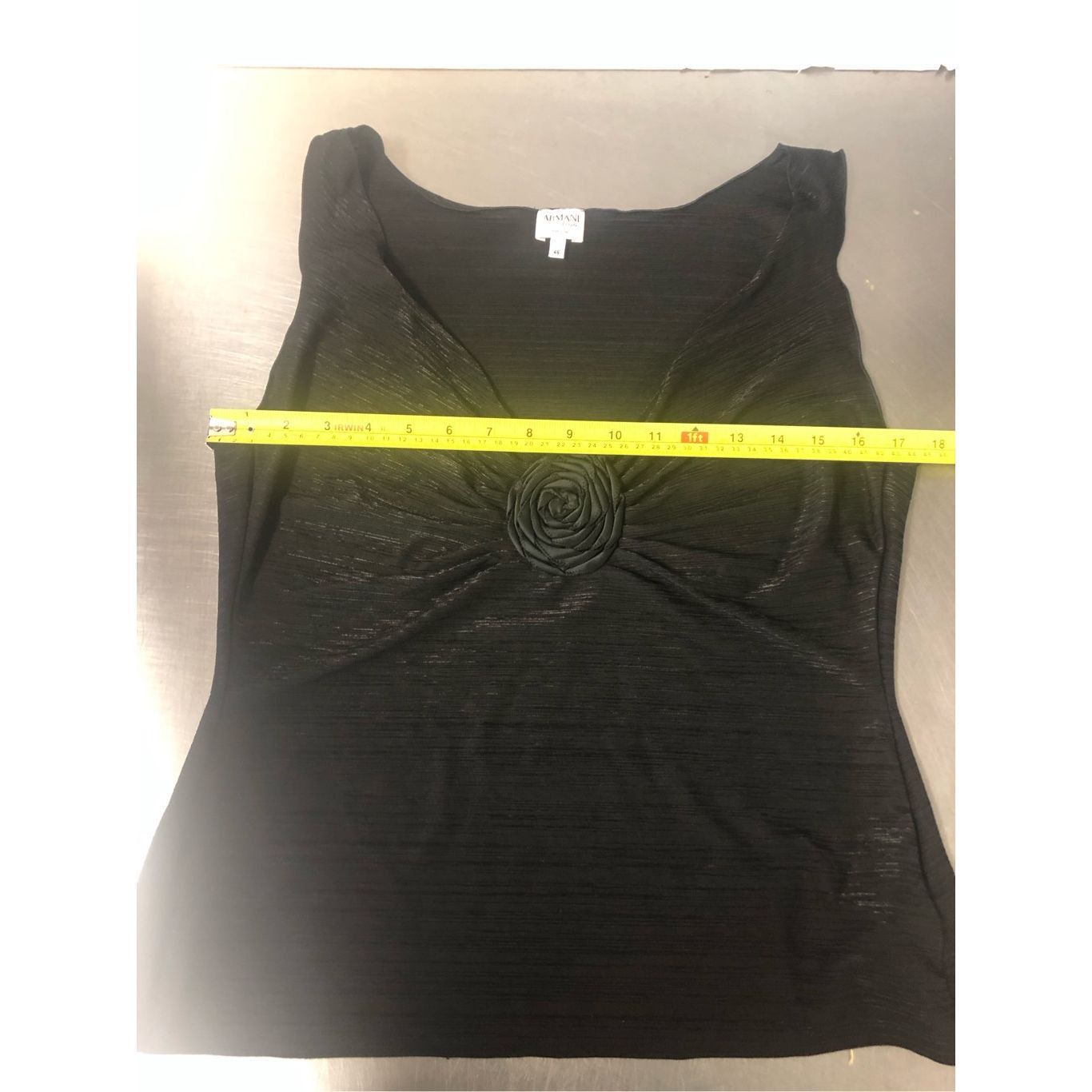 Armani Collezioni Armani Collezioni Women’s Formal Black Center Rose Tank Blouse Size 46 Size L / US 10 / IT 46 - 6 Thumbnail