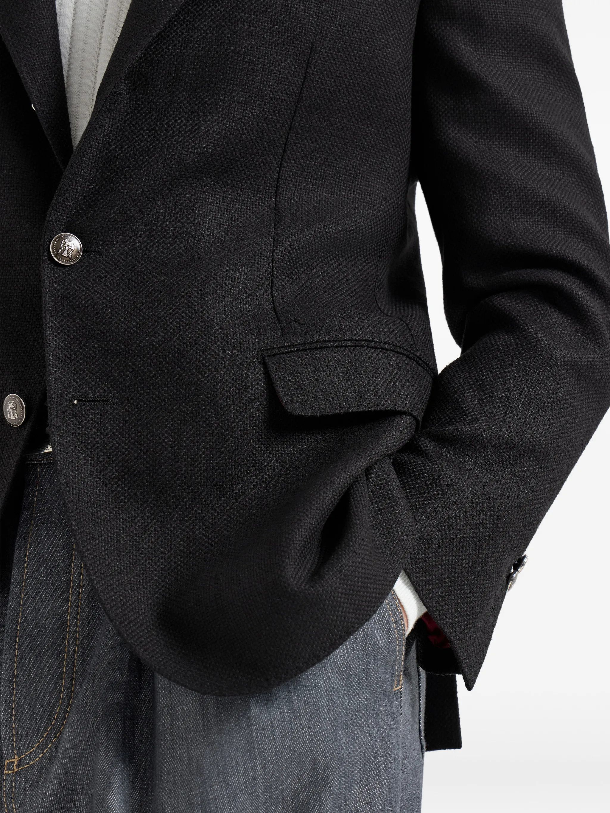 Brunello Cucinelli o1y0526 Single-breasted Blazer in Black Size US XL / EU 56 / 4 - 2 Thumbnail