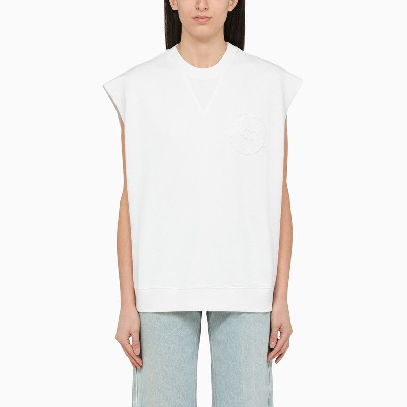 image of Stella Mccartney White Cotton Over Vest With Logo, Women's (Size Small)
