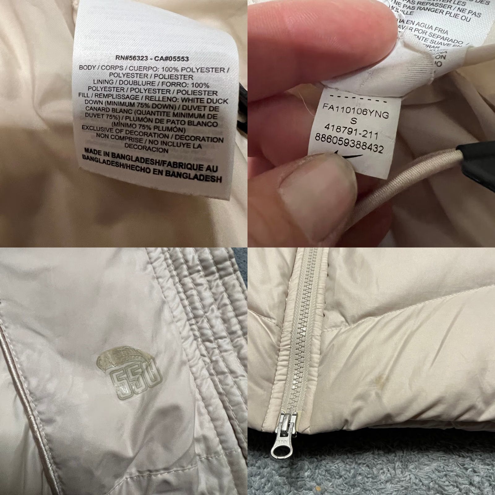 Nike Nike Vest Puffer Jacket Womens Small 550 Down Hooded Beige Cream Jacket Department Women Size S / US 4 / IT 40 - 8 Thumbnail