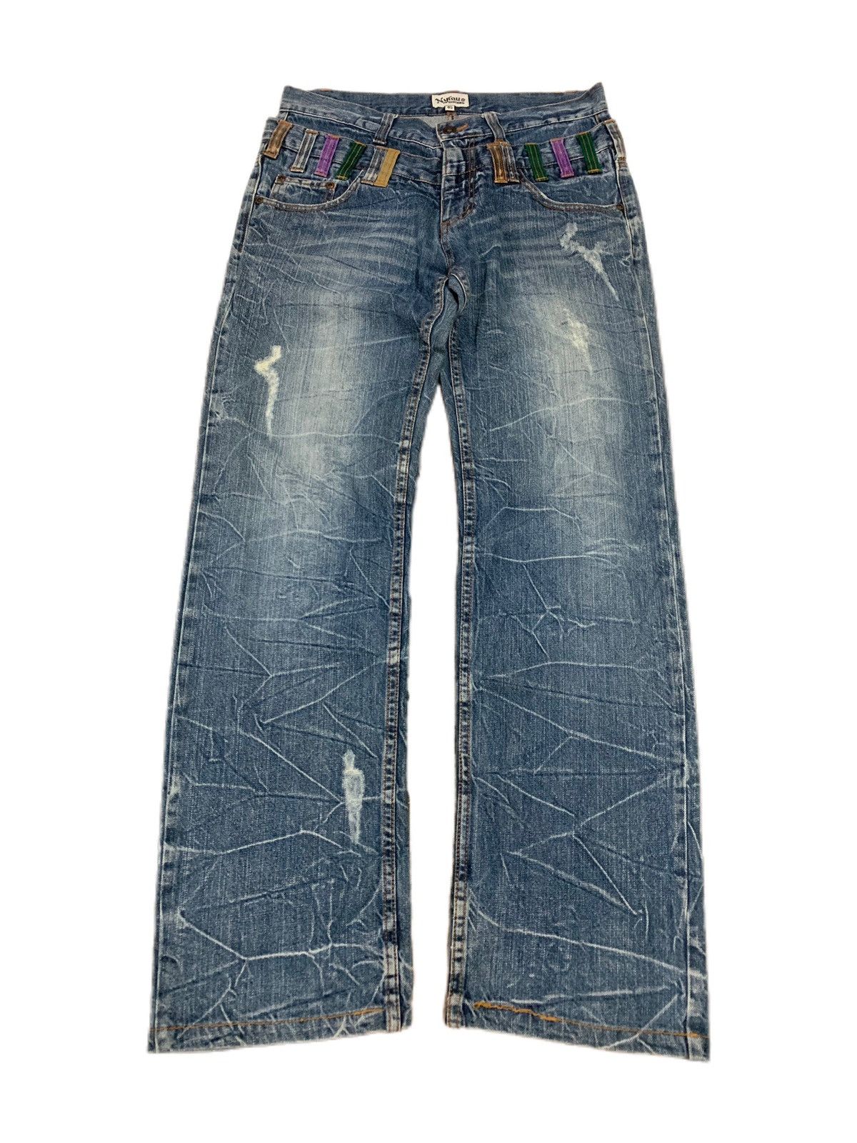 image of Hysteric Glamour x If Six Was Nine Double Waist Nylaus Jeans Distressed Kinda Design in Denim (Size