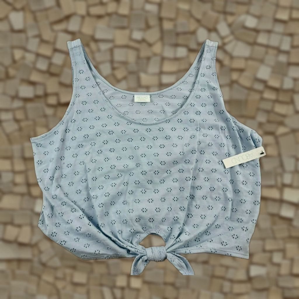 Vintage ABOUND Crop Tank Top Women's XL Blue Floral Tie-Front NWT Size XL / US 12-14 / IT 48-50 - 1 Thumbnail