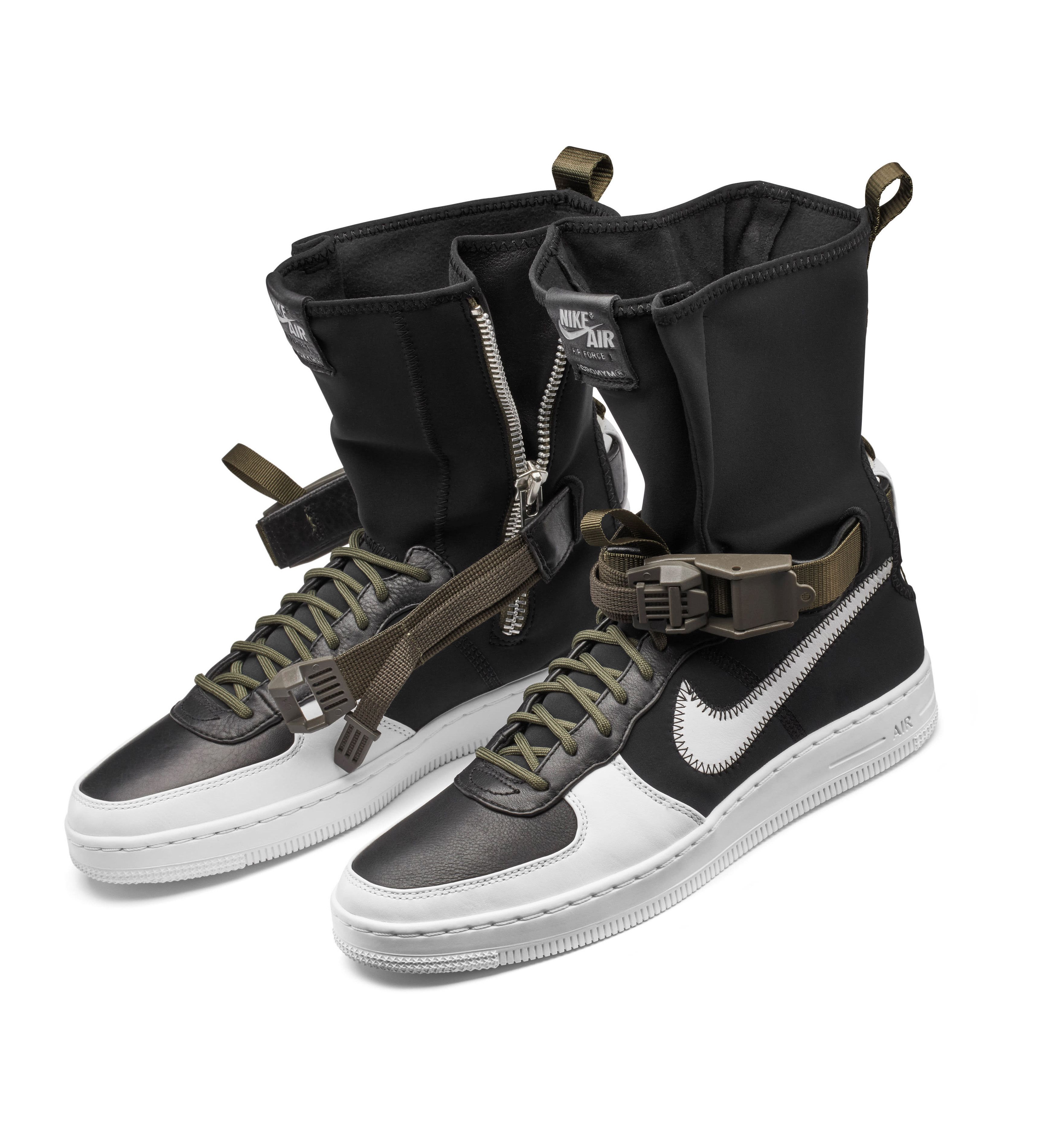 image of Acronym X Nikelab Air Force 1 Downtown Hi Sp 'black White' Shoes in Black/White/Medium Olive (Size 