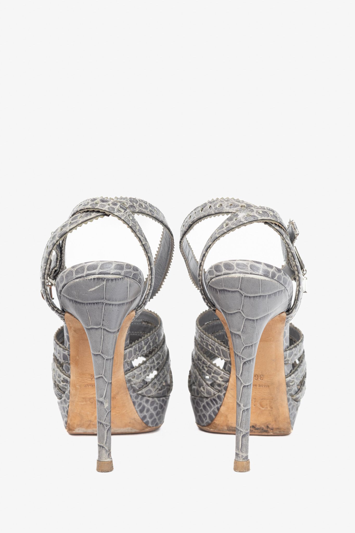 Dior Christian Dior Bonnie Snake-Embossed Perforated Sandals Size US 6 / IT 36 - 3 Thumbnail