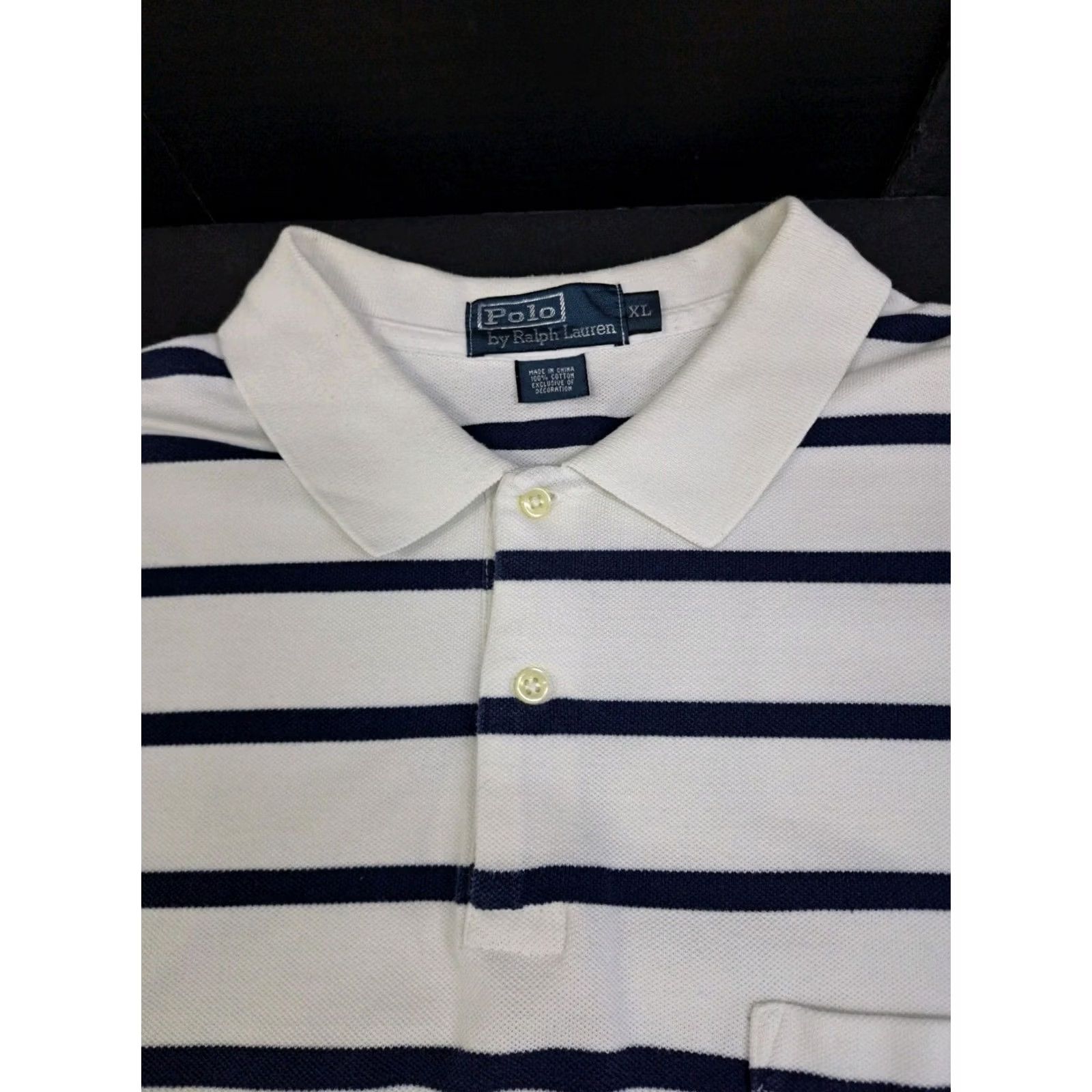 Ralph Lauren Polo Ralph Lauren Polo Shirt XL White Blue Striped Mens Short Sleeve C #7399 Size US XL / EU 56 / 4 - 2 Thumbnail