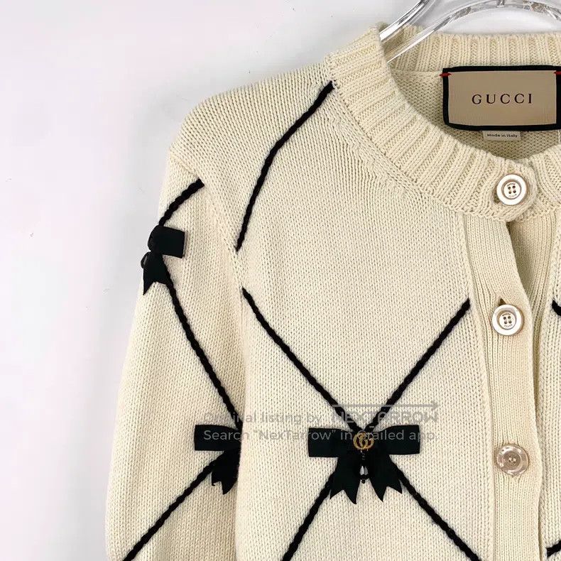 Gucci Gucci Beige bow decoration cotton round neck single-breast Size M / US 6-8 / IT 42-44 - 3 Thumbnail