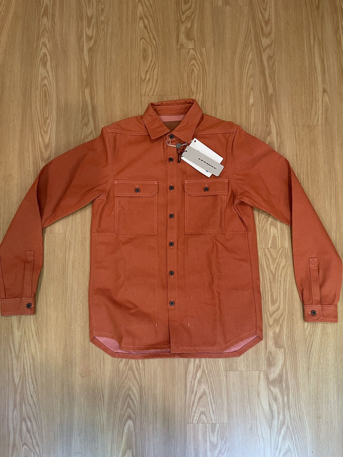 image of Rick Owens Orange Denim Outershirt Workshirt Orange, Men's (Size Small)