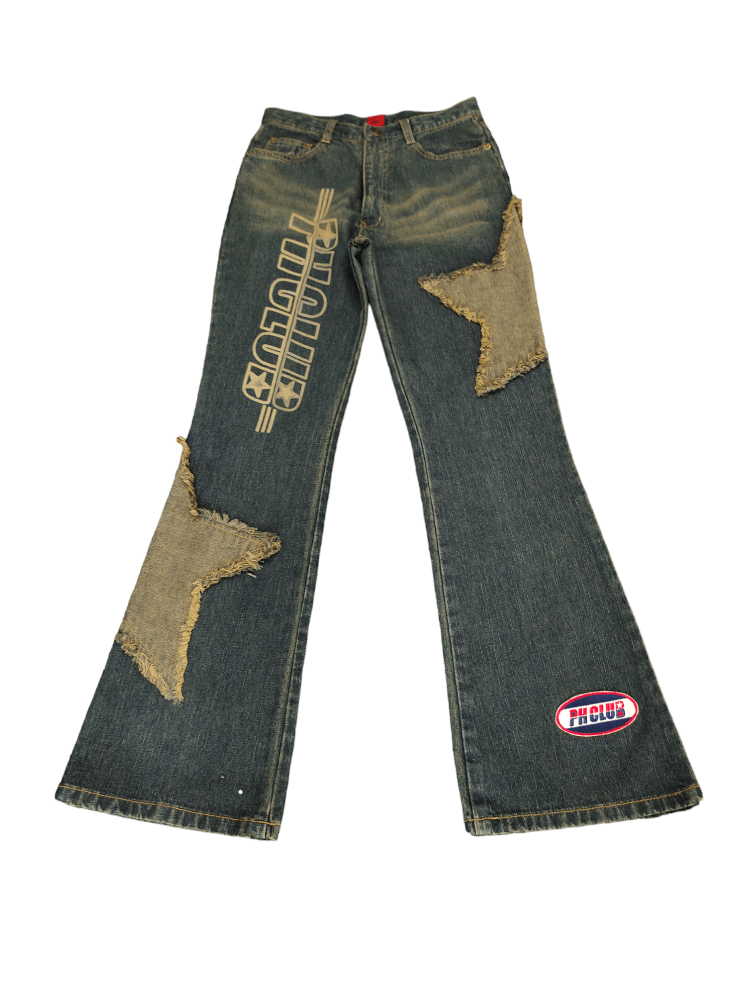 Hysteric Glamour × Undercover Flare Jeans Penthouse Club Stars Patches Denim Boot Cut Y2k Size US 26 / EU 42 - 3 Thumbnail
