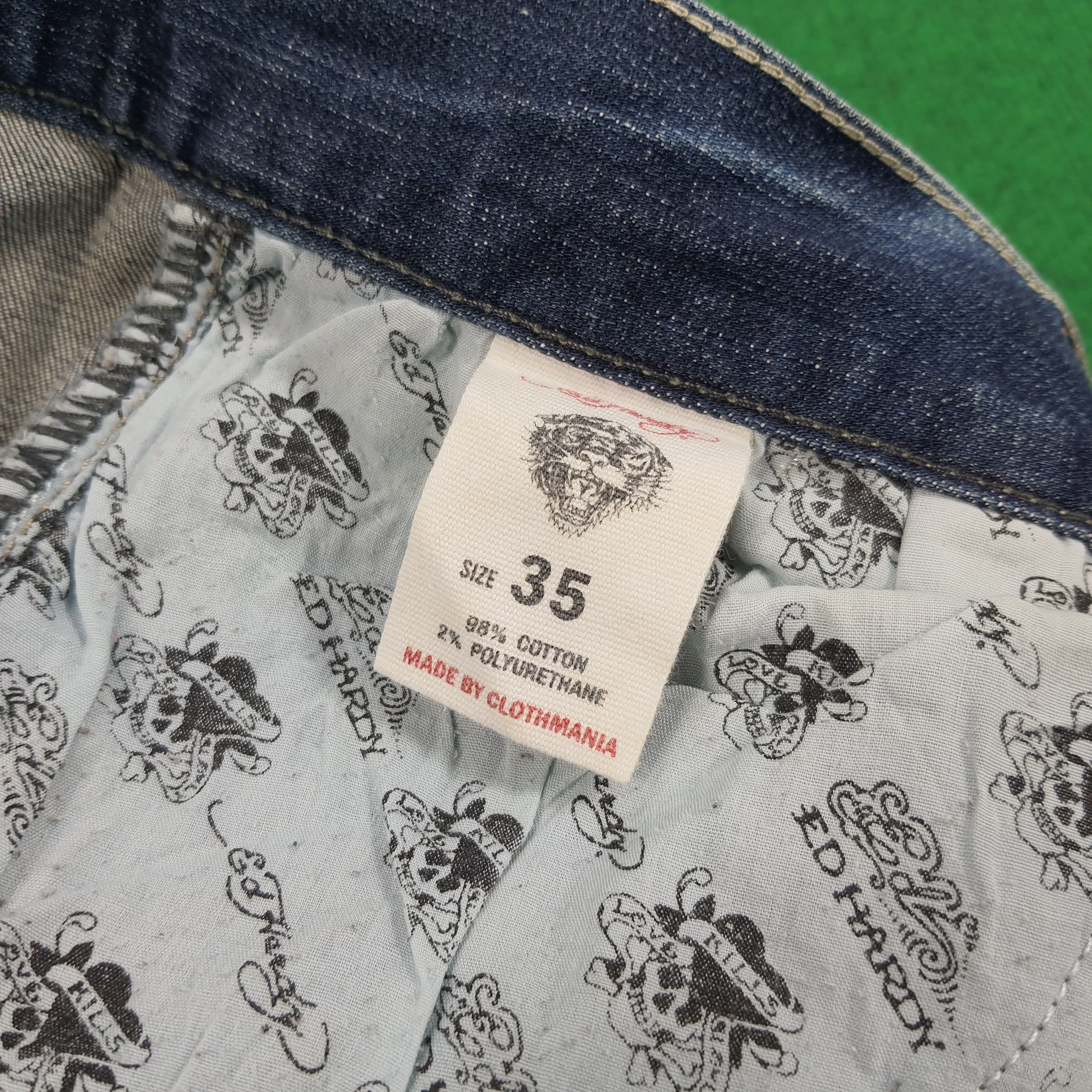 Ed Hardy × Vintage Vintage Ed Hardy Love Kills Slowly Skull Embroidery Jeans Size US 35 - 8 Thumbnail