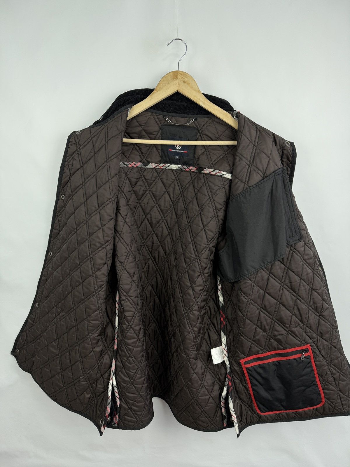 Bogner 🇮🇹 Vintage Bogner Jeans Quilted Jacket Corduroy Collar Retro Size US XL / EU 56 / 4 - 7 Thumbnail