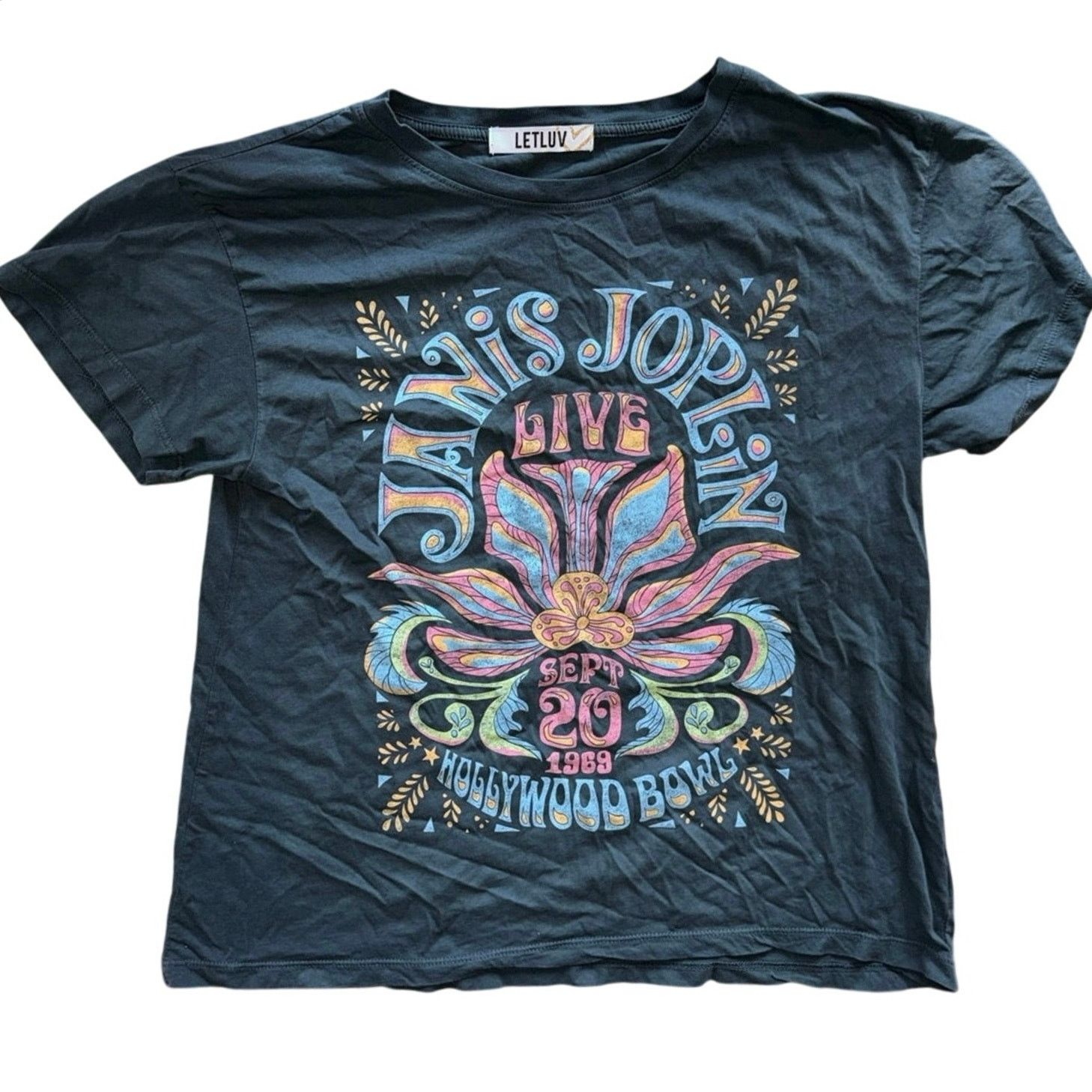 Anthropologie LETLUV Janis Joplin Live 1969 Hollywood Bowl Crewneck Tee Size S / US 4 / IT 40 - 7 Thumbnail
