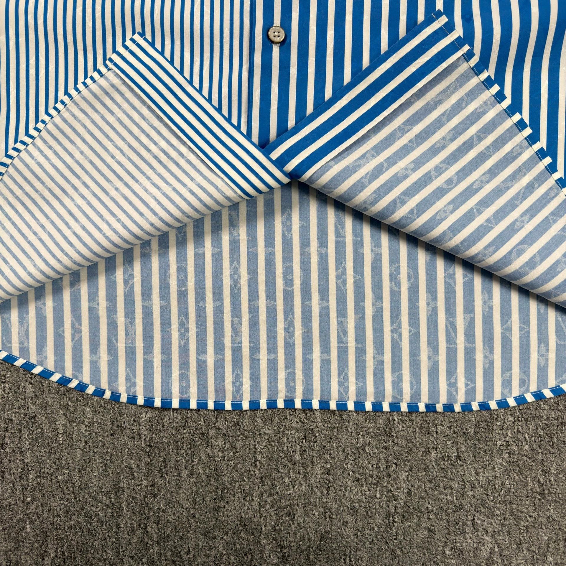 Louis Vuitton LV 25 Blue Striped Patchwork Shirt Size US M / EU 48-50 / 2 - 6 Thumbnail