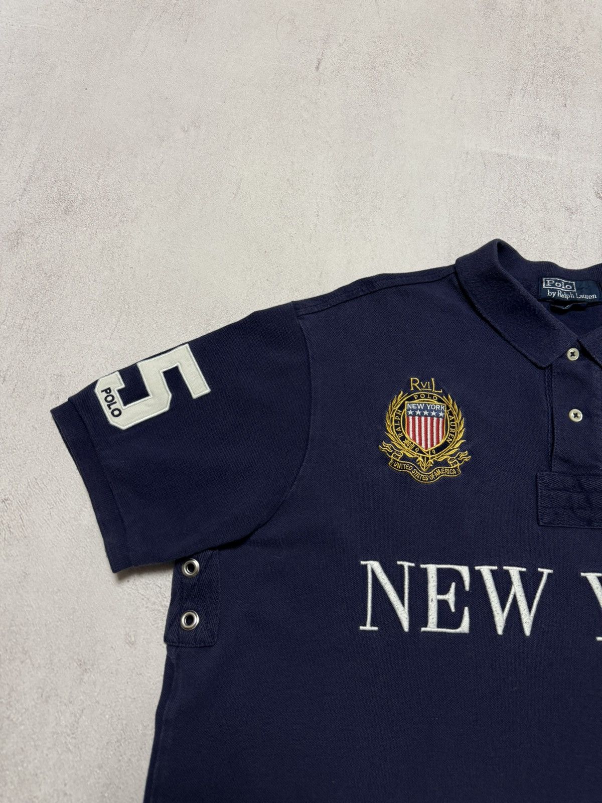 Vintage Vintage Polo Ralph Lauren New York Polo Shirt Rugby Big Logo Size US XL / EU 56 / 4 - 3 Thumbnail