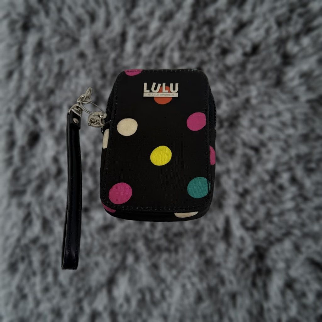 Vintage Lulu by Lulu Guinness Wristlet Pouch Wallet Womens One Size Black Polka Dot Wristlet Polka Dot Wallet Black Exterior Logo Zip-Around Strap Size ONE SIZE - 1 Thumbnail
