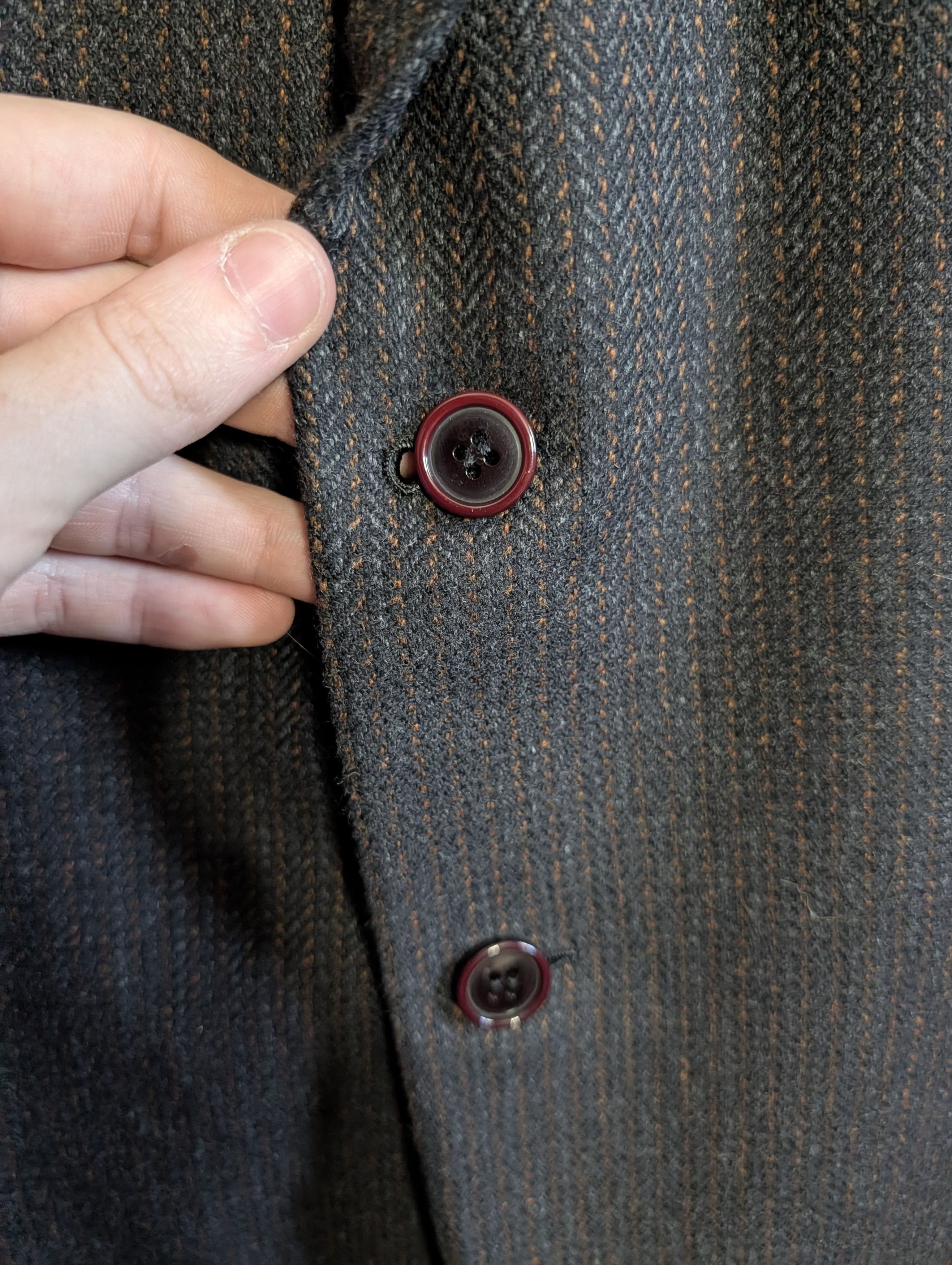 Brioni Wool & cashmere brown herringbone knit sport coat Size 46R - 4 Thumbnail