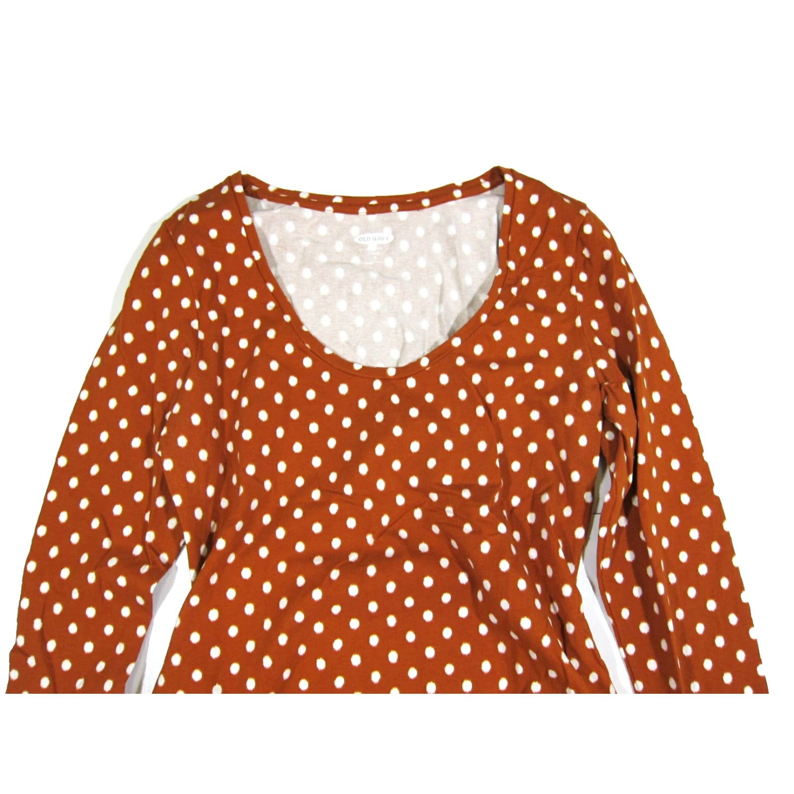 Old Navy Old Navy Maternity Brown White Polka Dot Long Sleeve Ruched Dress Women Size S Size S / US 4 / IT 40 - 4 Thumbnail