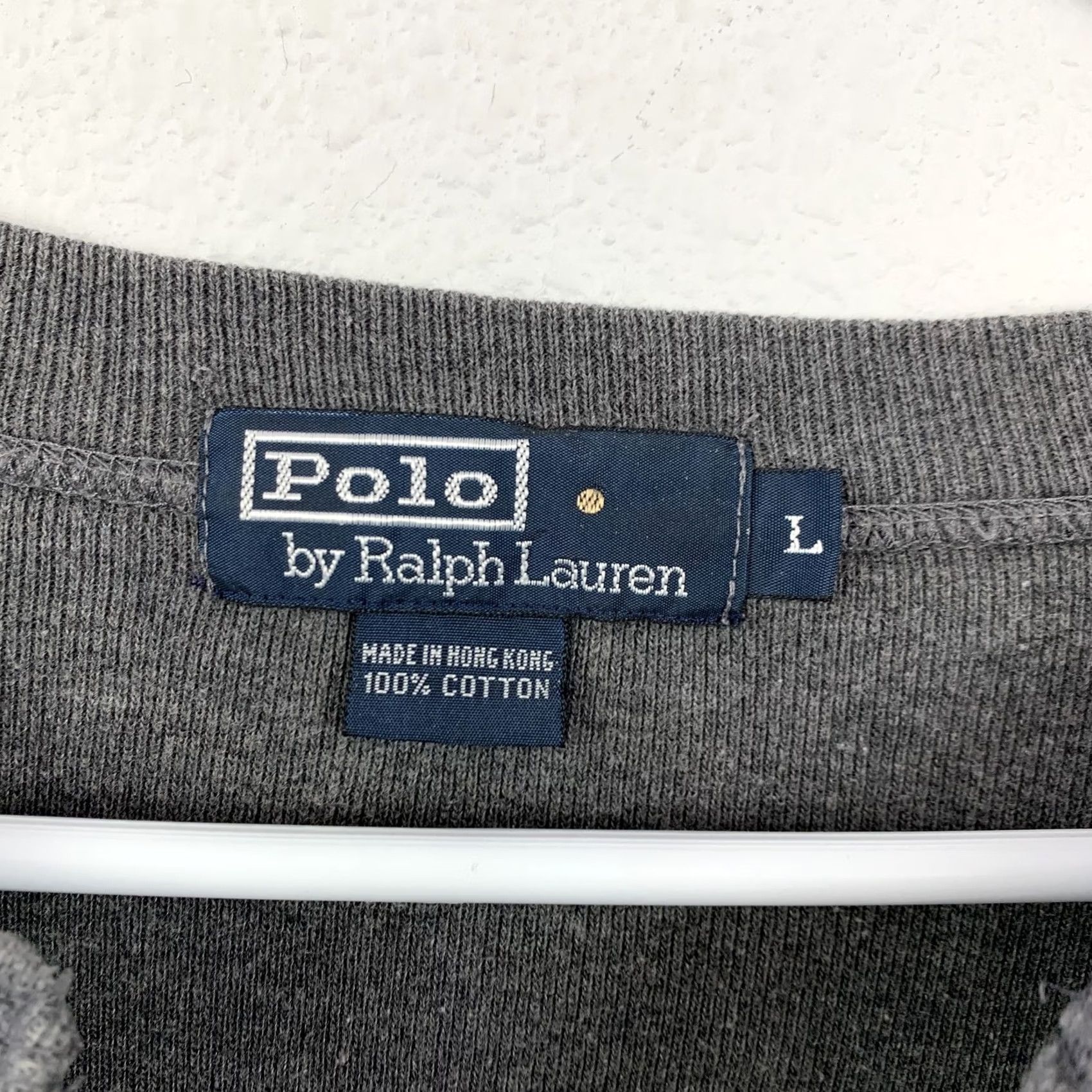 Polo Ralph Lauren VINTAGE Polo Ralph Lauren Shirt Men L Charcoal Gray Henley 3-Button T-Shirt Cotton Embroidered Logo Ribbed Cuffs Long Sleeve Size US L / EU 52-54 / 3 - 3 Thumbnail